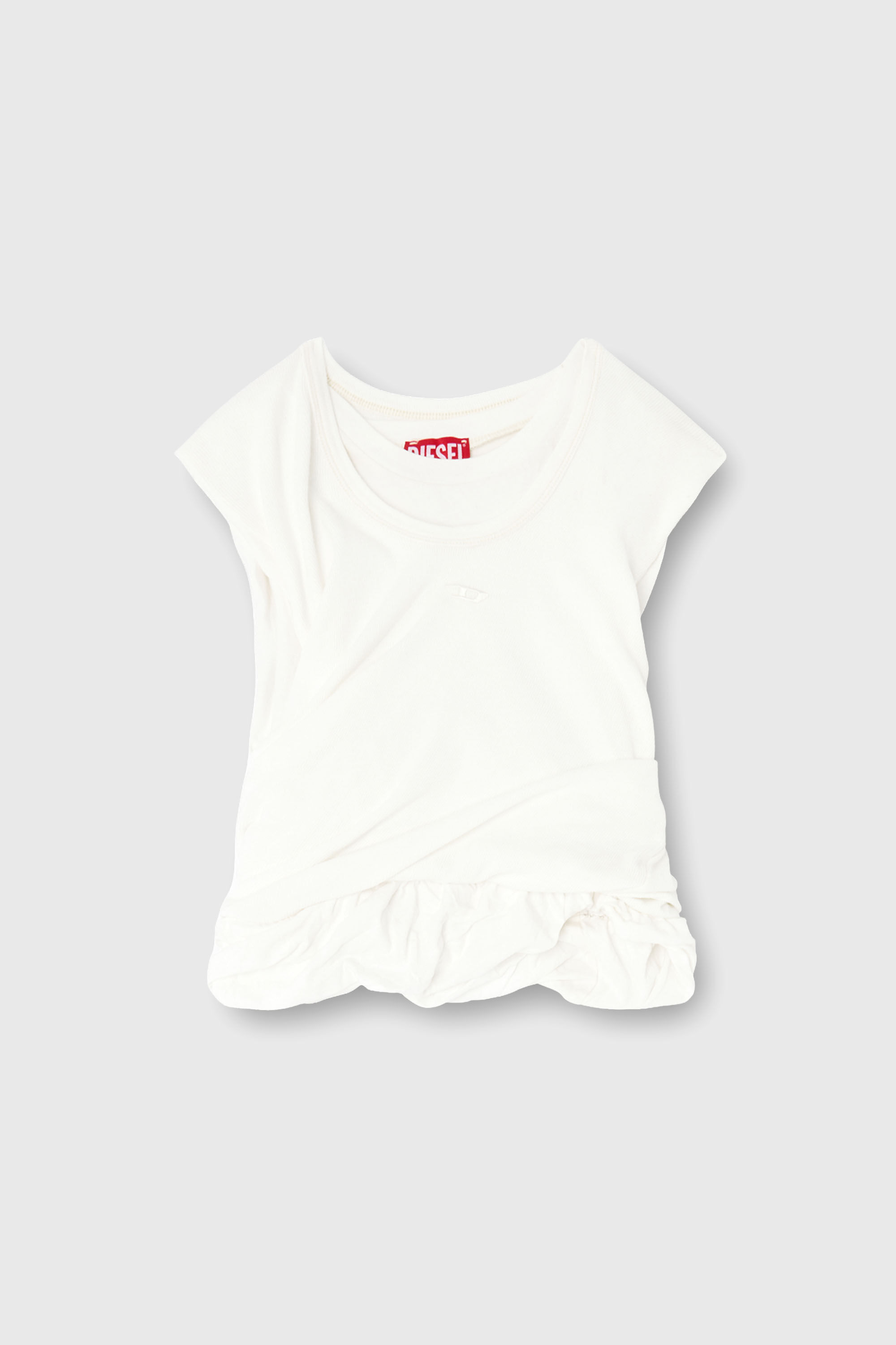 Diesel - T-WISHER-RIB-PL, Damen Tanktop aus doppellagigem Jersey mit Raffung in Wei&szlig; - 2