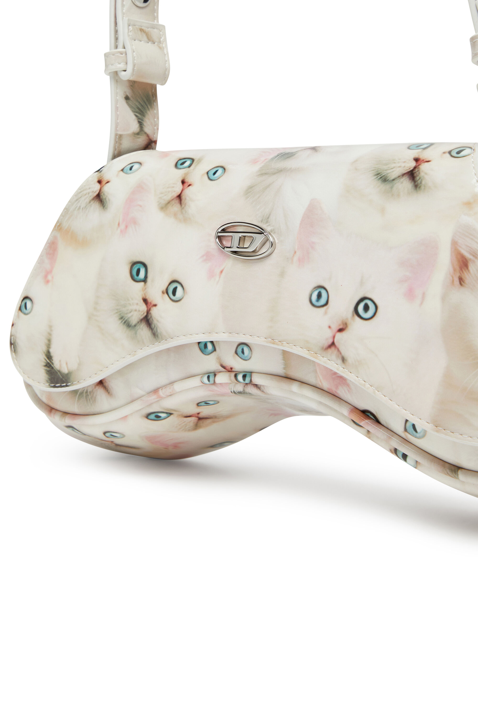 Diesel - PLAY CROSSBODY, Damen Play-Schultertasche mit glänzendem PU-Print in Weiß - 2
