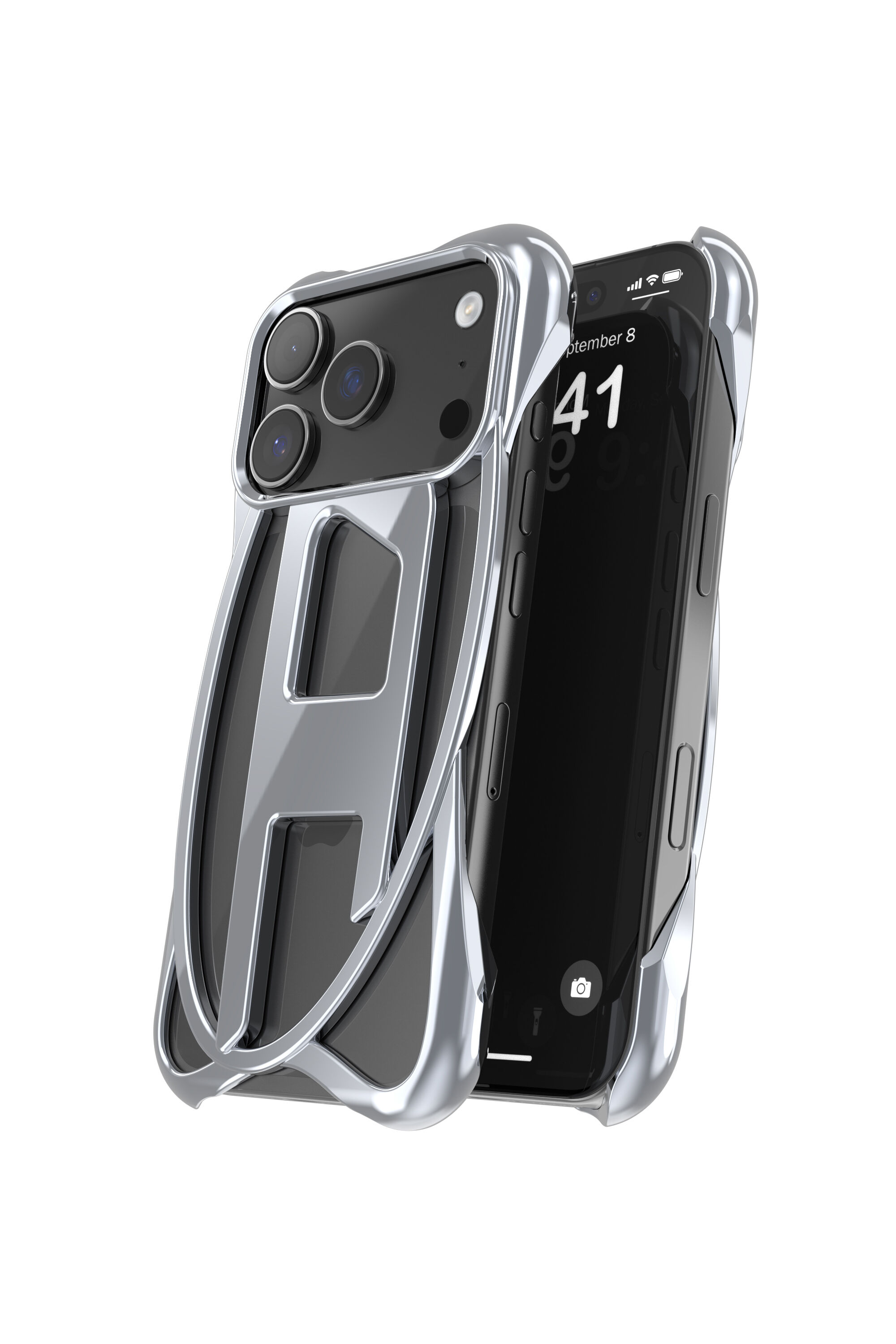 Diesel - 60445  D FRAME CASE, Unisex Caged D Glänzende Hülle für iPhone 17 Pro in Dunkelgrau - 3