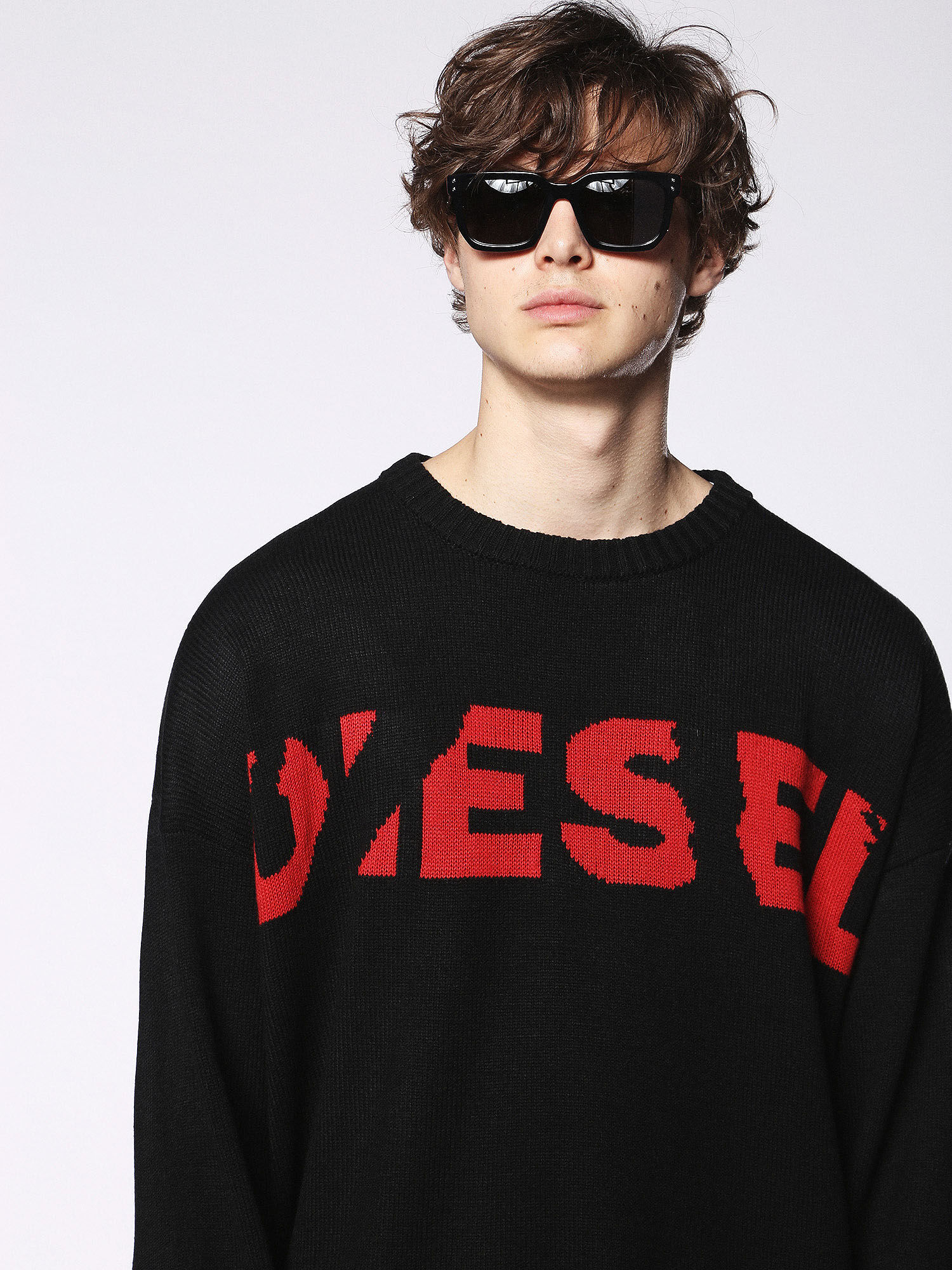 Diesel - DL0253, Herren Sonnenbrille mit gerieftem Finish auf der Innenseite in Schwarz/ Rot - 4