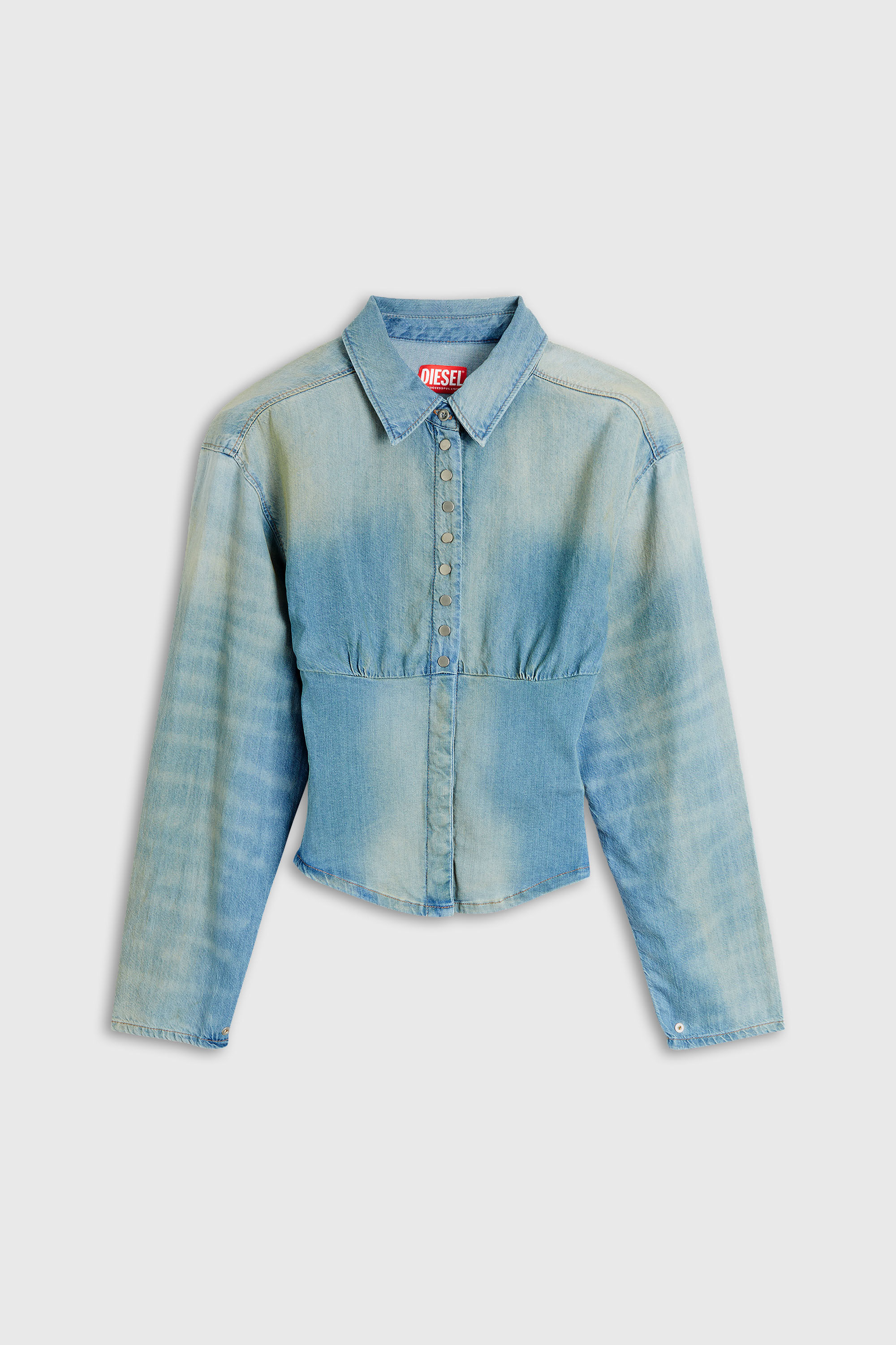 Diesel - DE-VIOLI-S1, Damen Denimhemd mit abgesetztem Design in Hellblau - 2