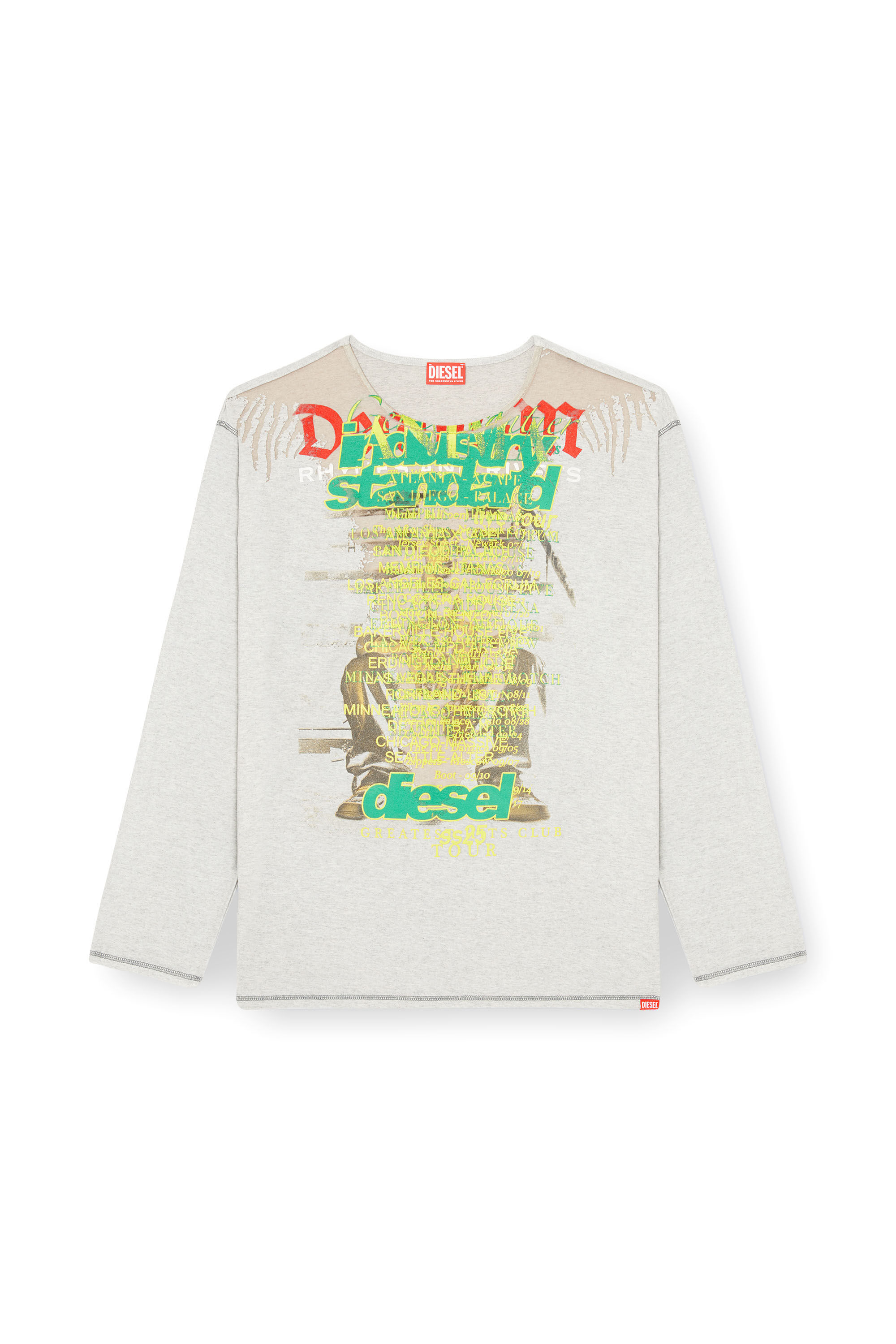 Diesel - T-JERRY-B, Unisex Langarm-T-Shirt mit Text-Print in Grau - 2
