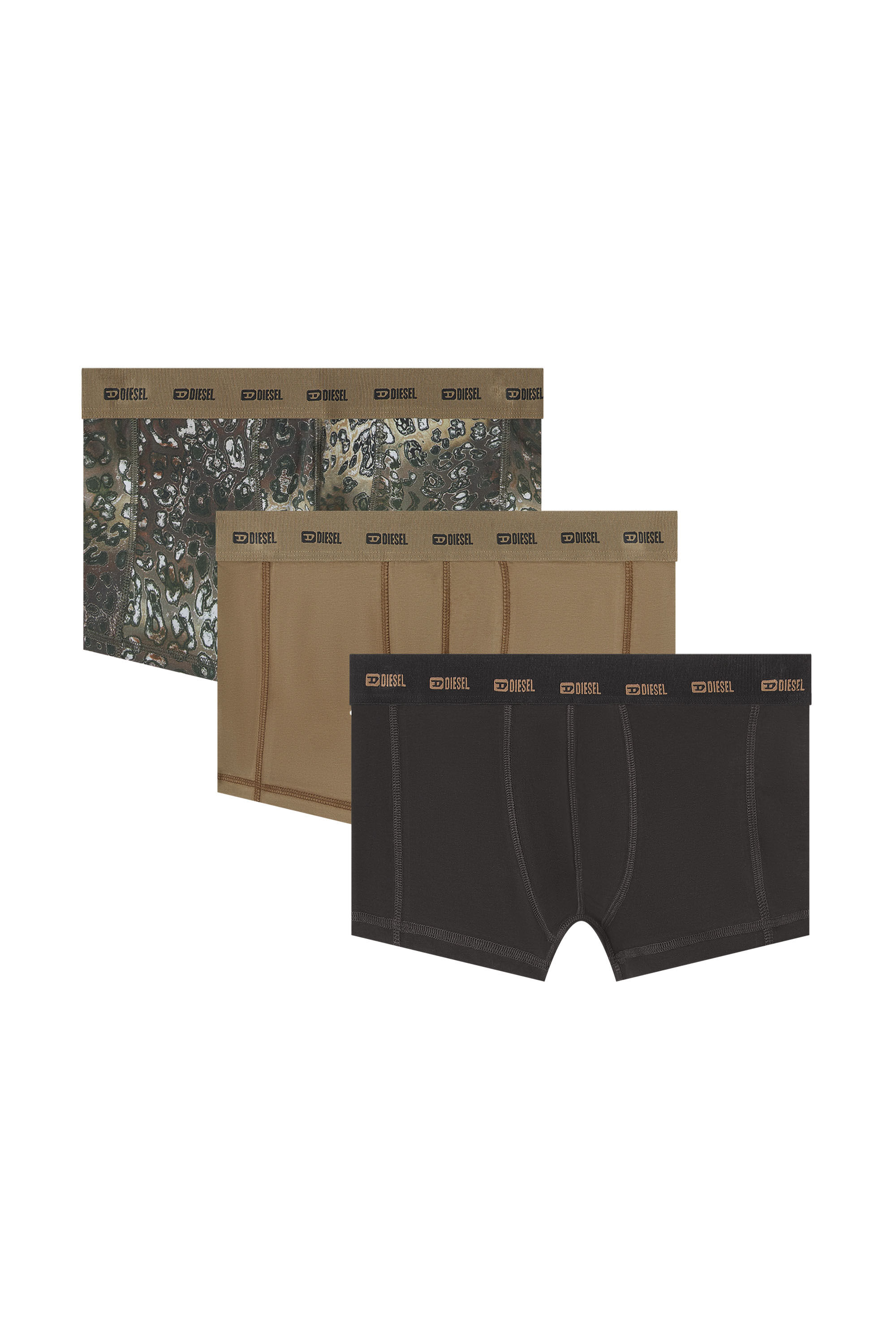 Diesel - DAMIEN-UTLT-3PACK, Herren Boxershorts aus Stretch-Baumwolle im Dreierpack in Schwarz/Braun - 2