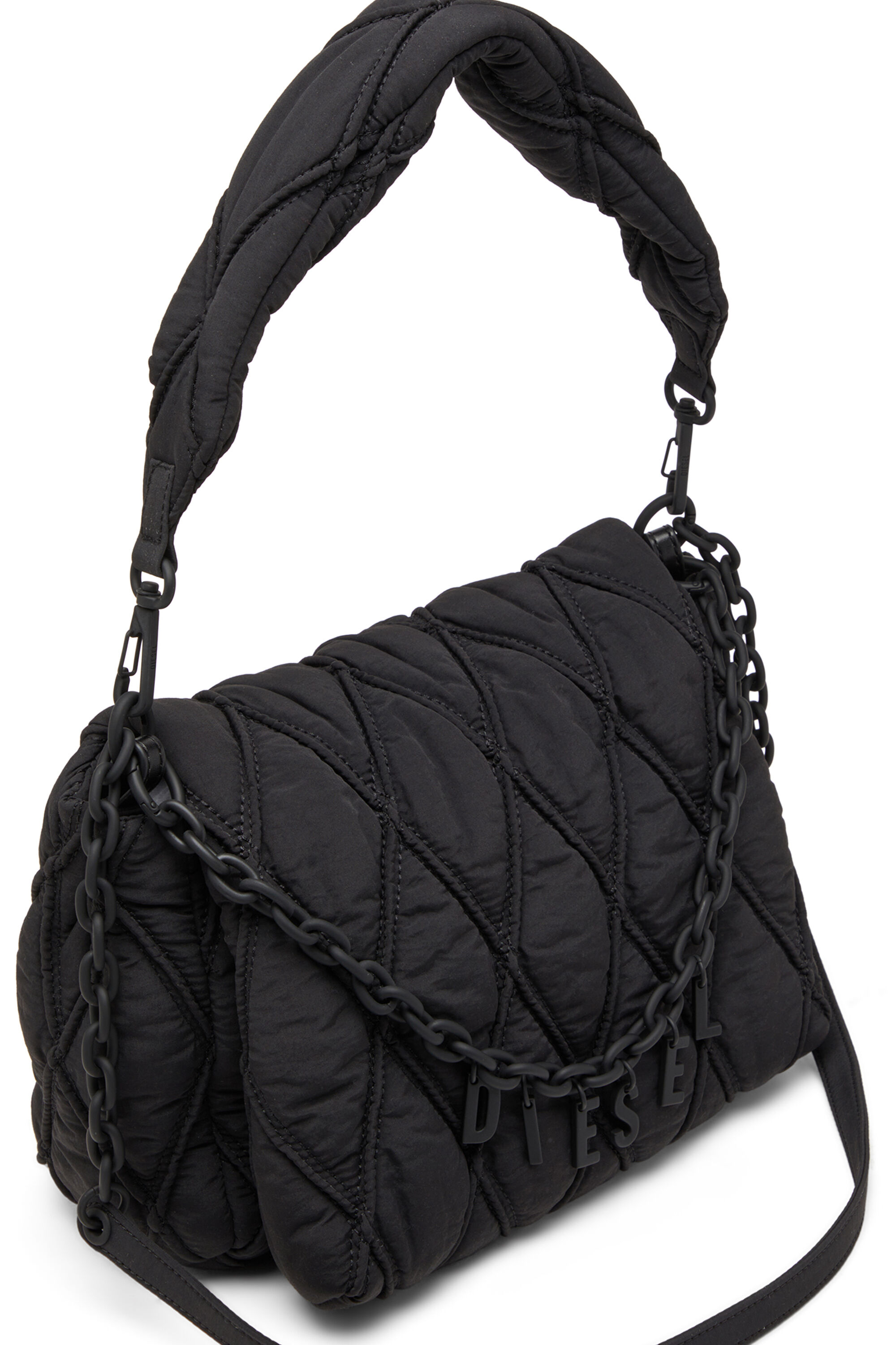 Diesel - CHARM-D SHOULDER M, Damen Charm-D-M-Schultertasche aus gestepptem Nylon in Schwarz - 5