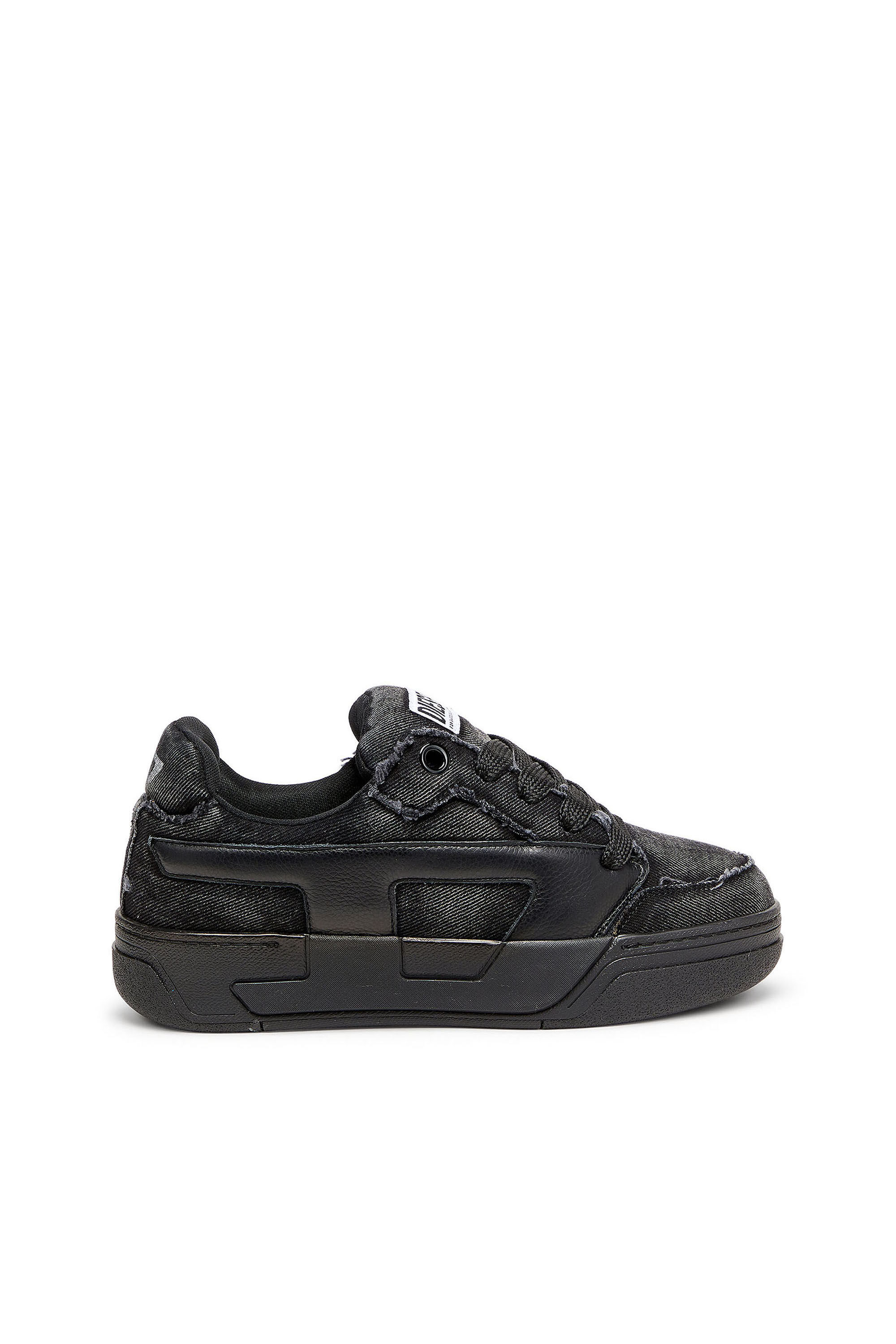 Diesel - S-D-OLLIE LOW, Herren S-D-Ollie - Sneakers aus ausgefranstem denim und Leder in Schwarz - 1