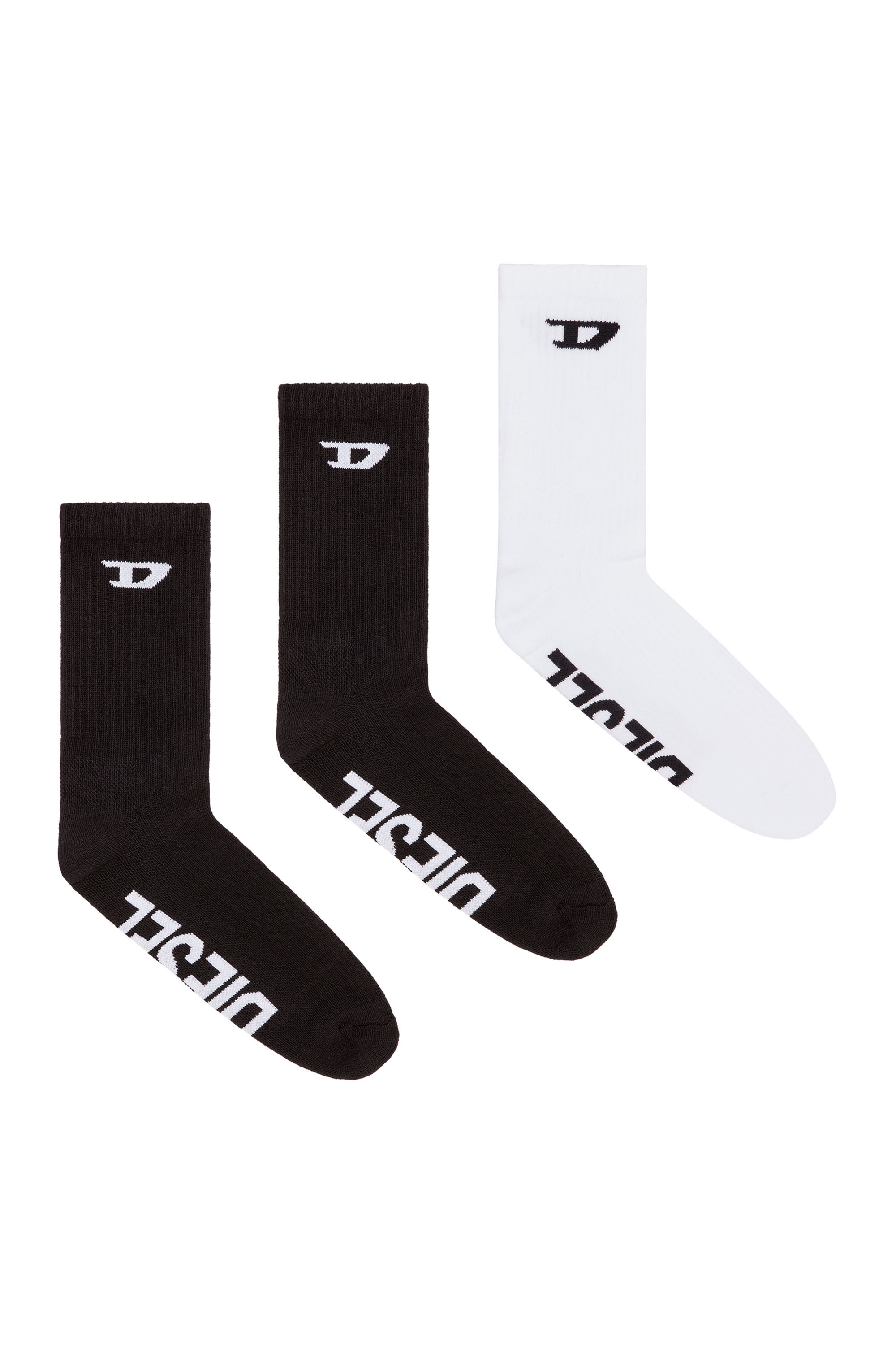 Diesel - SKM-D-CREW-SPORT-SOCKS, Schwarz/Weiss - Image 1