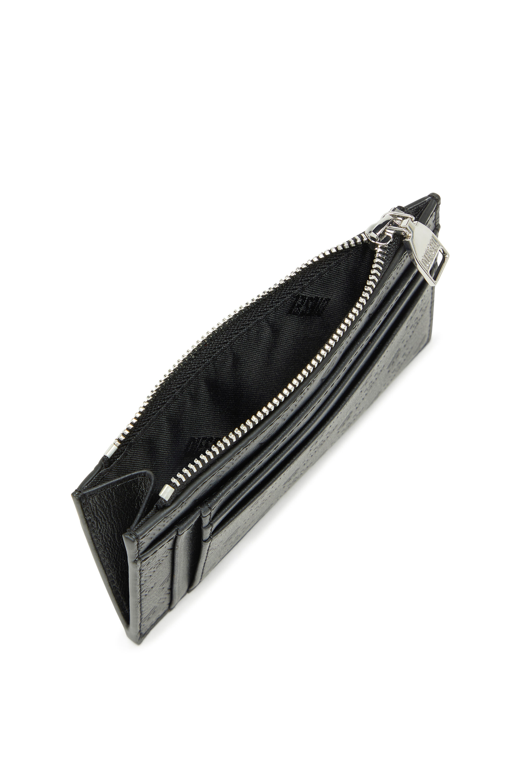 Diesel - MONOGRAM CARD CASE VI, Herren Gepr&auml;gter Kartenhalter aus Leder mit zip-fach in Schwarz - 3