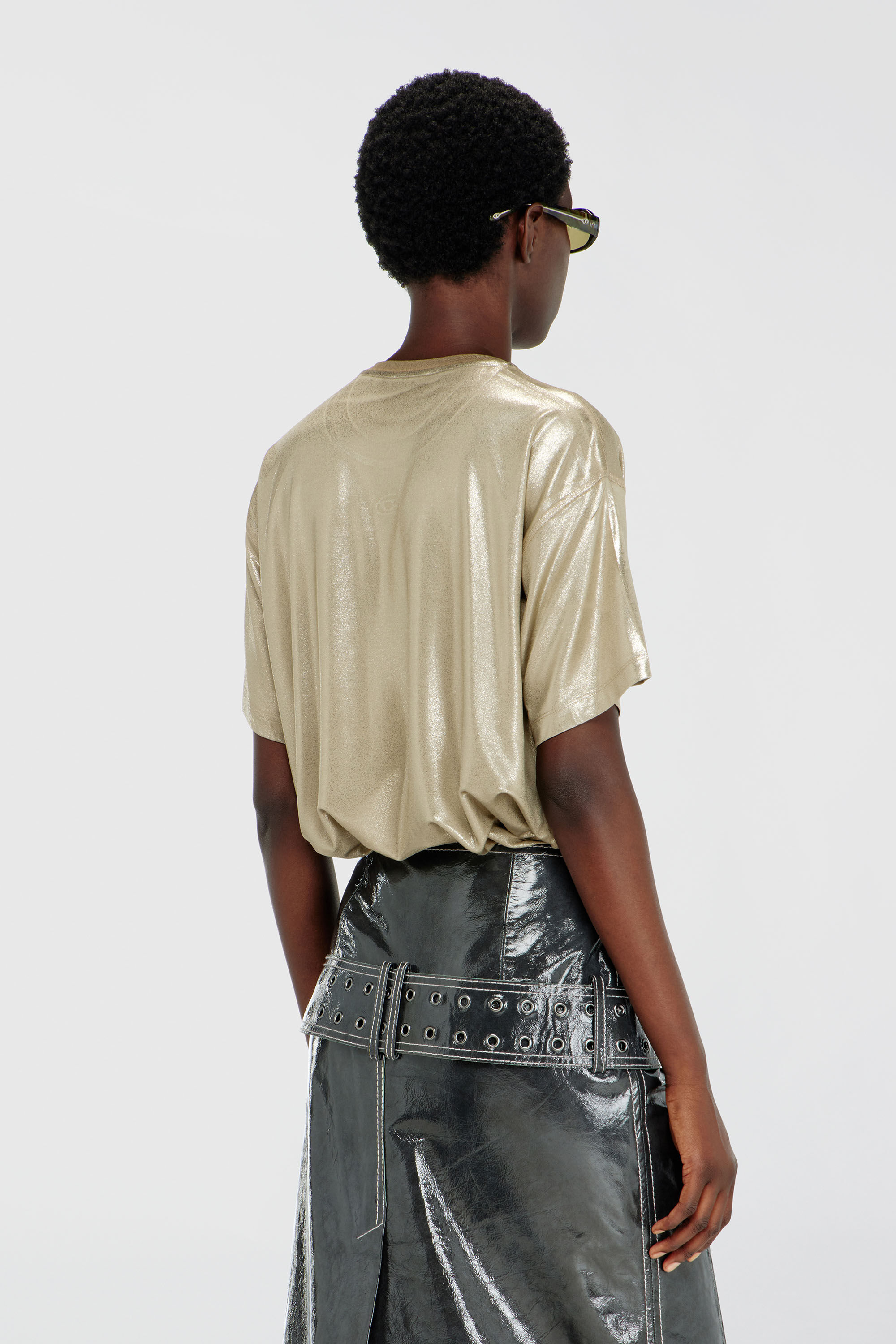 Diesel - T-NORMY-AA2, Damen Jersey-T-Shirt mit Metallic-Finish in Gold - 4