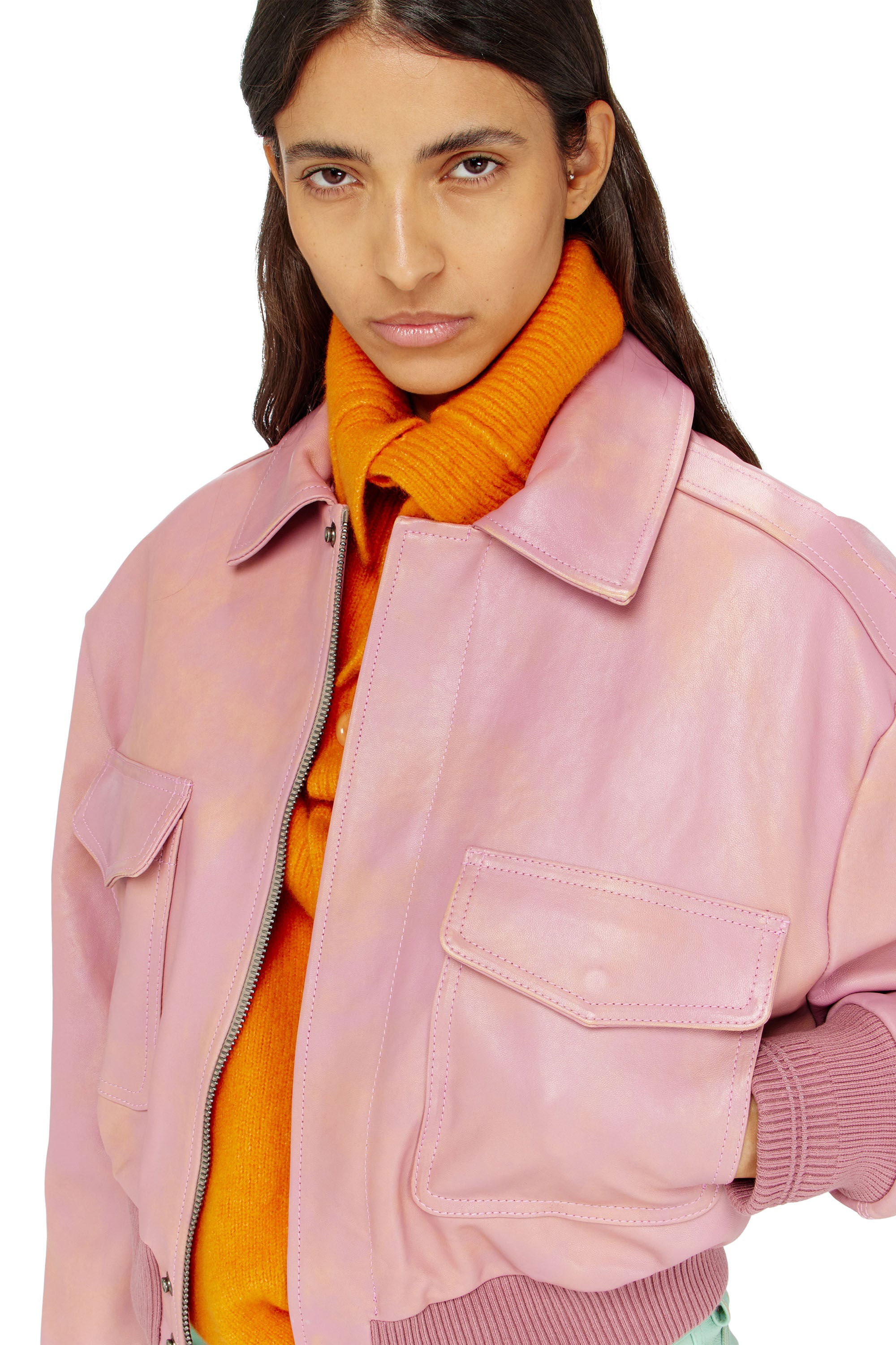 Diesel - L-AVIA, Damen Aviator-Jacke aus behandeltem Leder in null - 4