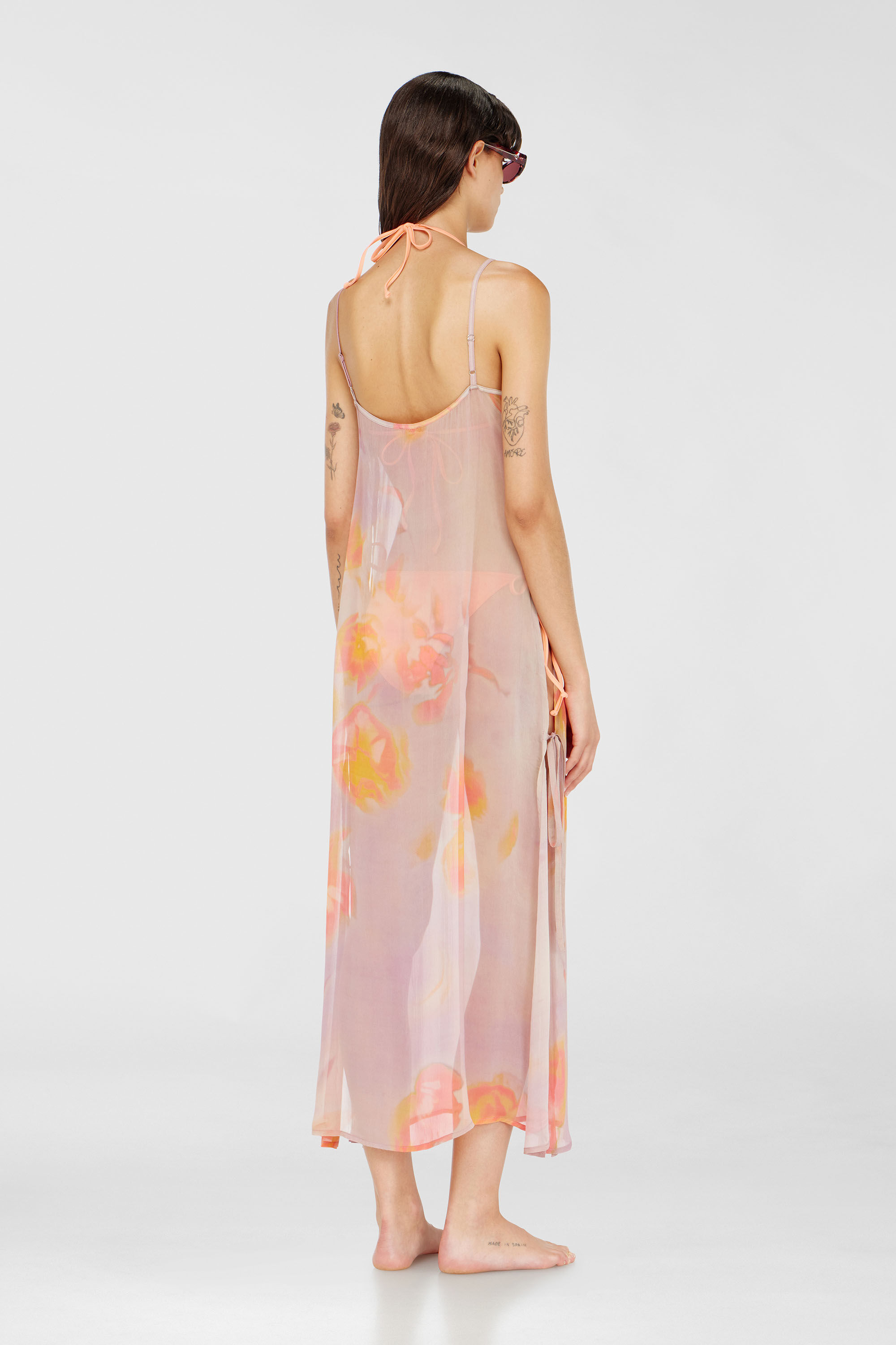 Diesel - VANYA-UTLT, Damen Strandkleid aus Chiffon mit Blumenmuster in Lila - 3