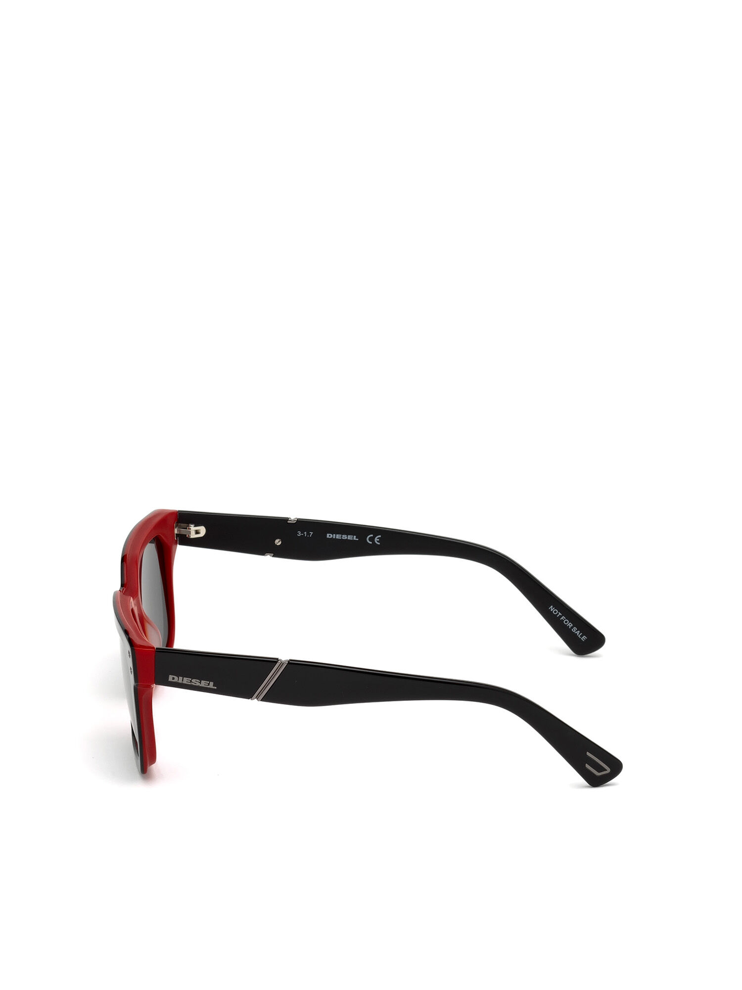 Diesel - DL0253, Herren Sonnenbrille mit gerieftem Finish auf der Innenseite in Schwarz/ Rot - 3