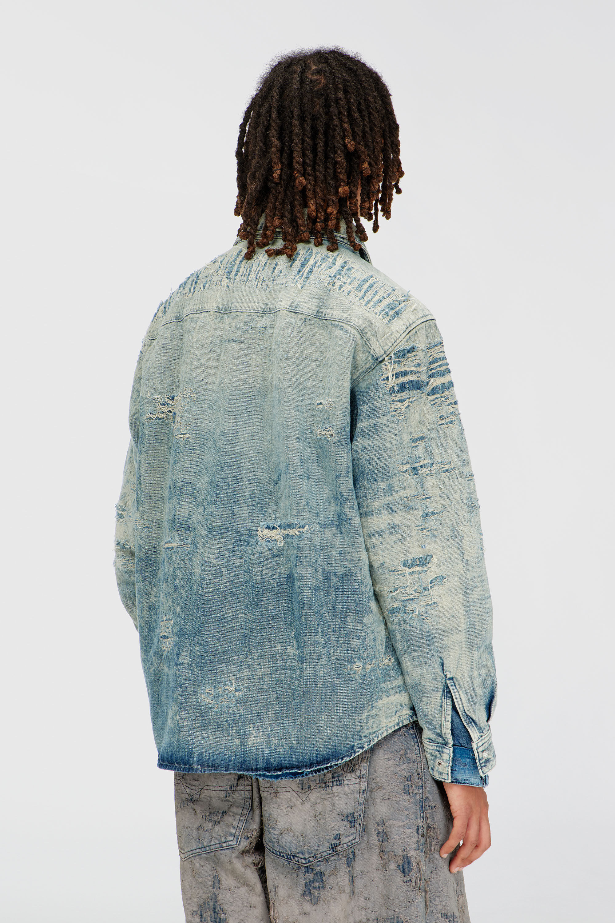 Diesel - D-SIMPLY, Herren Hemd aus Jacquard-Denim mit Used-Effekt in Hellblau - 4