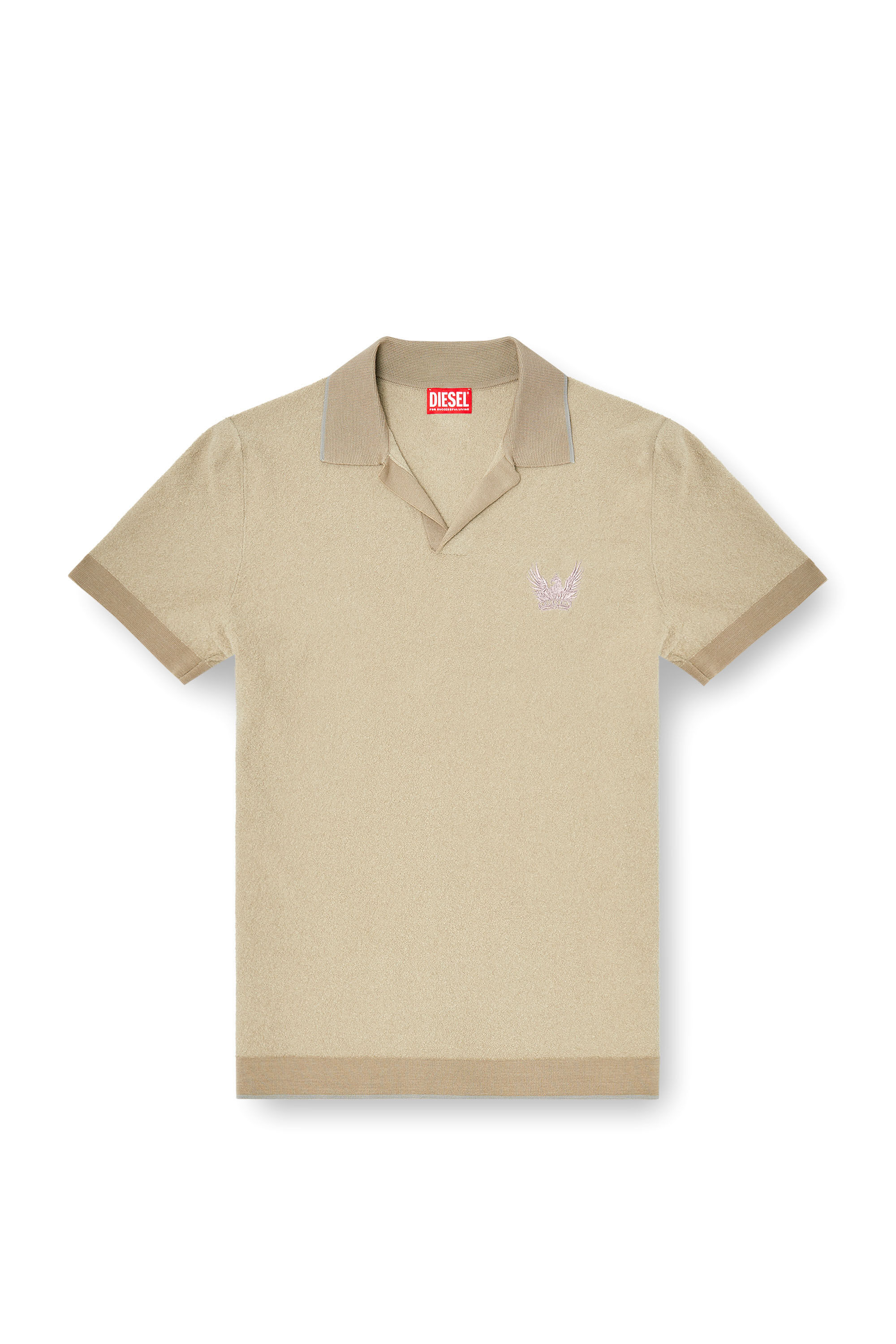 Diesel - K-RAILES, Herren Poloshirt aus Boucl&eacute;-Strick mit Phoenix-Logo in Beige - 2