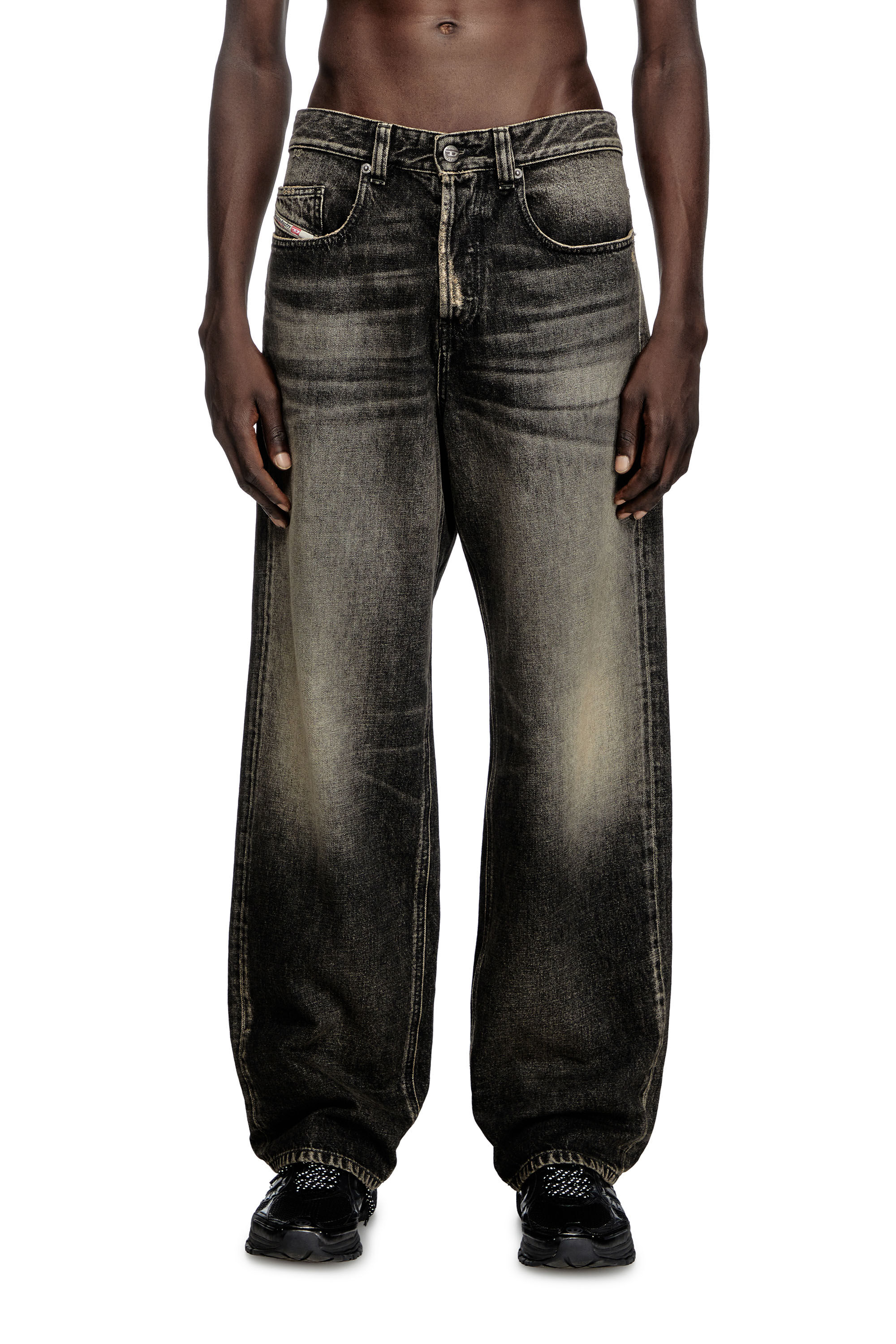 Diesel - Herren Relaxed Jeans 2001 D-Macro 007Z1, Schwarz/Dunkelgrau - 3