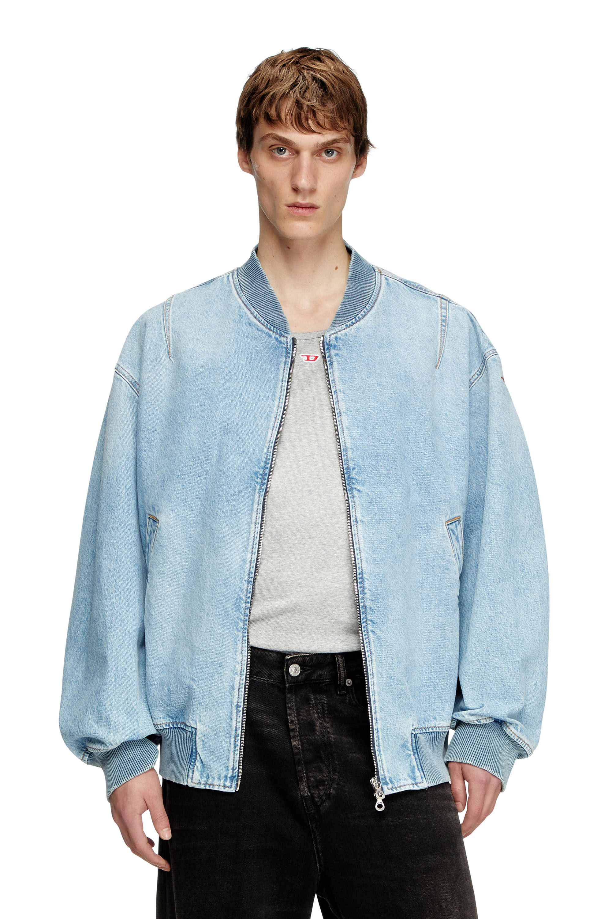 Diesel - D-VINZ, Herren Bomberjacke aus Denim in Hellblau - 3
