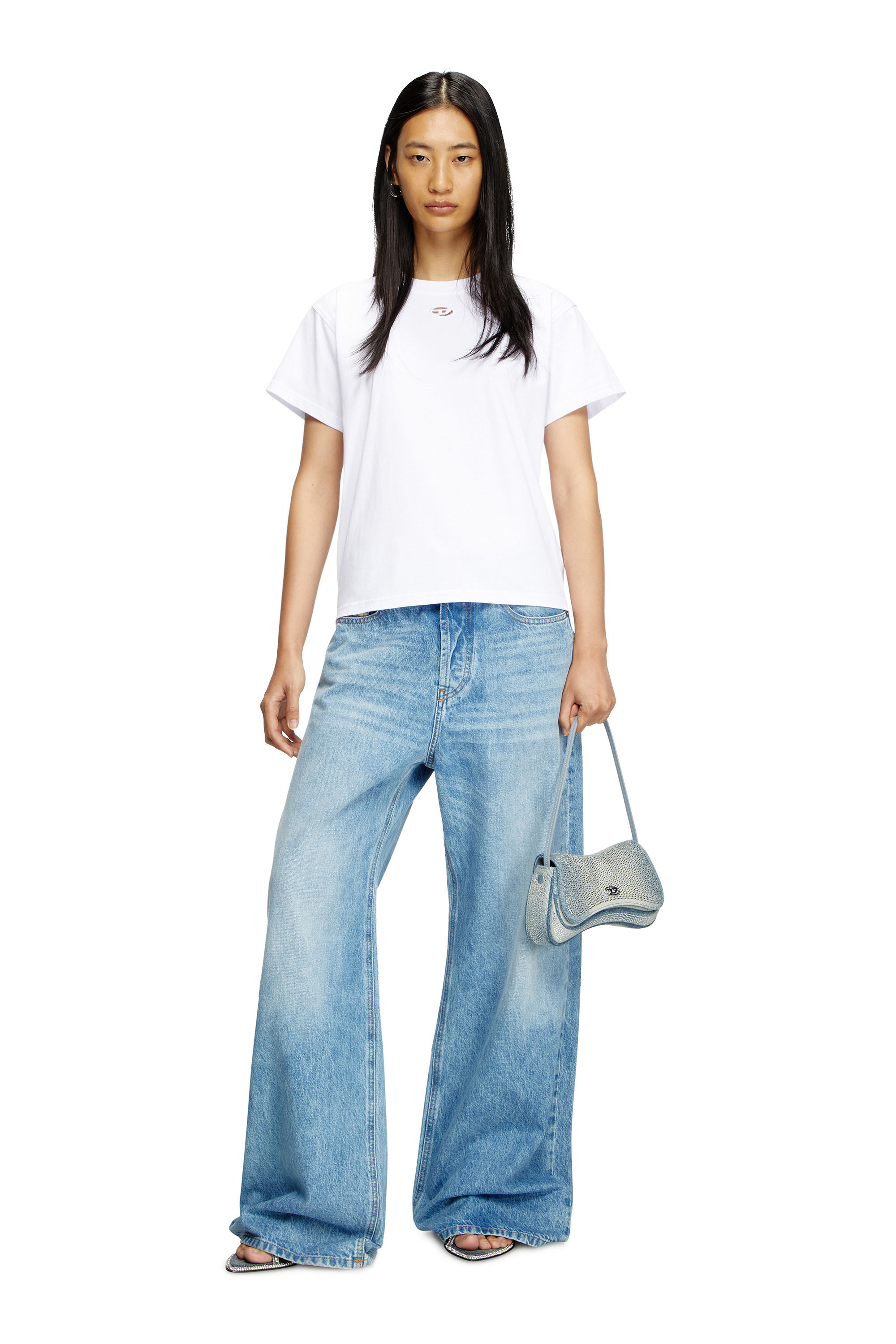 Diesel - T-MAREY, Damen T-Shirt mit kleinem Oval D in Weiß - 1