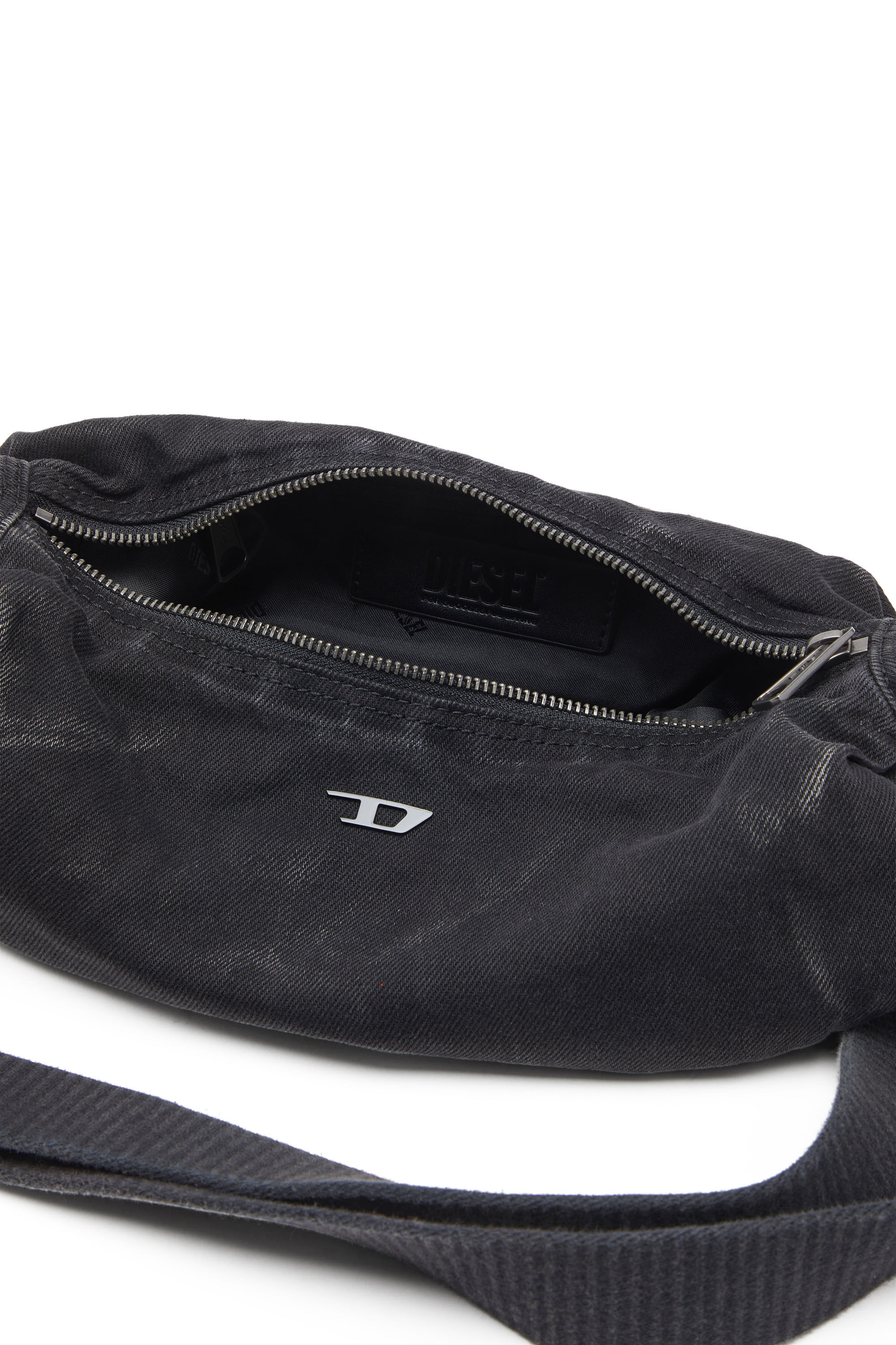 Diesel - RAVE CROSSBODY X, Herren Rave-Kleine Crossbody-Tasche aus verblasstem Denim in Schwarz - 2
