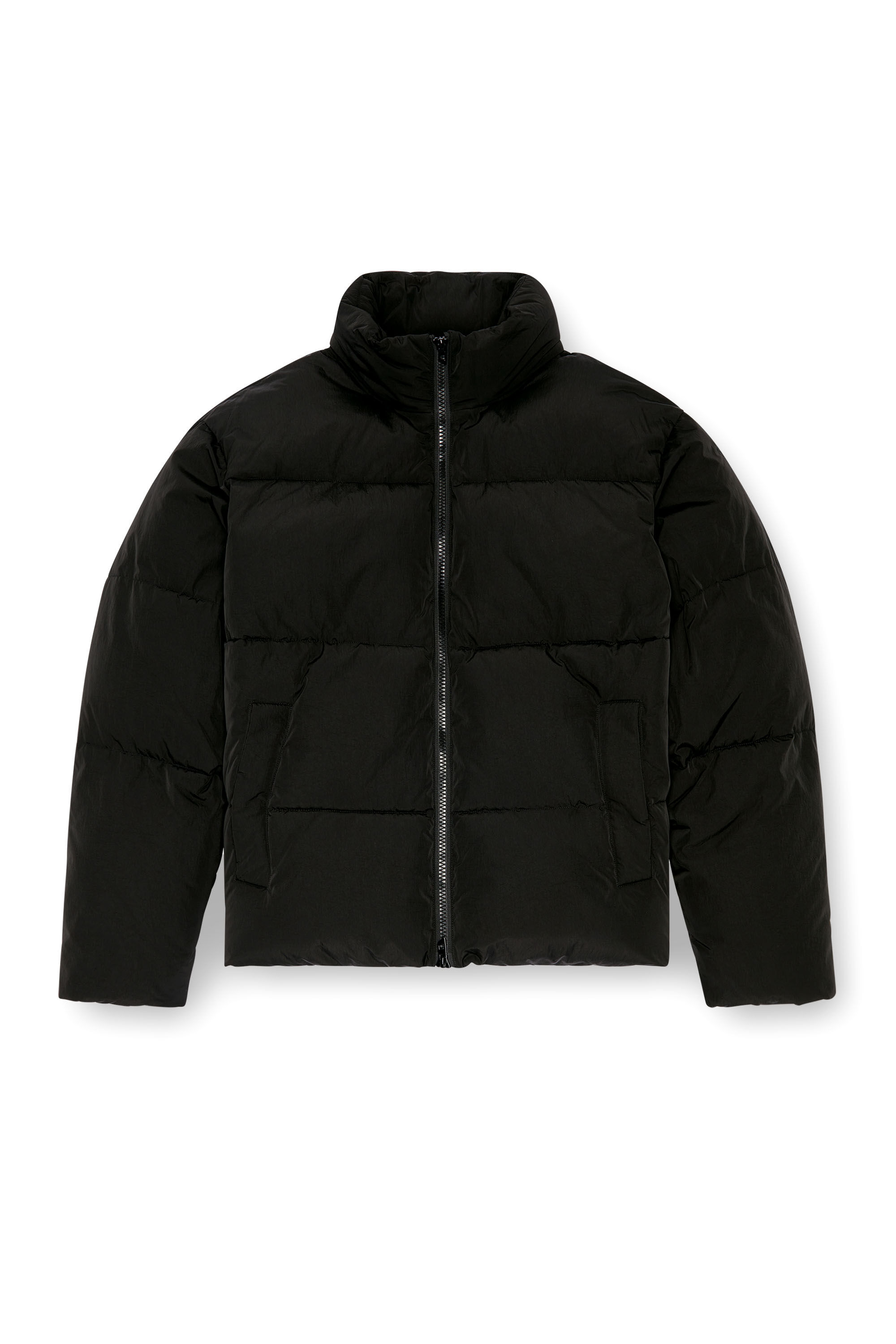 Diesel - W-RAVEEL, Herren Daunenjacke mit Kapuze aus Knitter-Nylon in Schwarz - 2