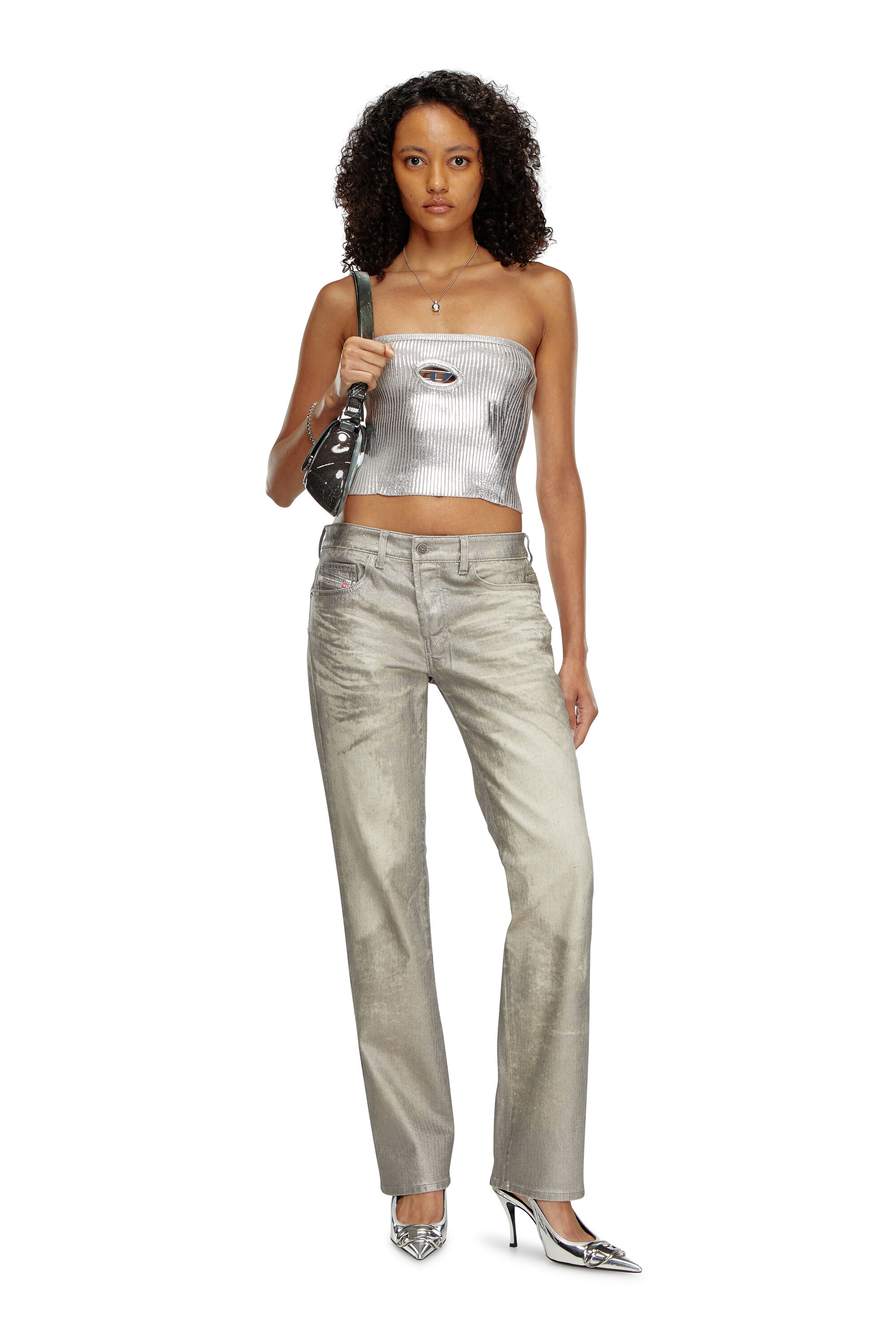 Diesel - D-VENUS SB, Damen D-Venus-Slingback-Pumps mit Hochglanz-Finish in Silber - 7