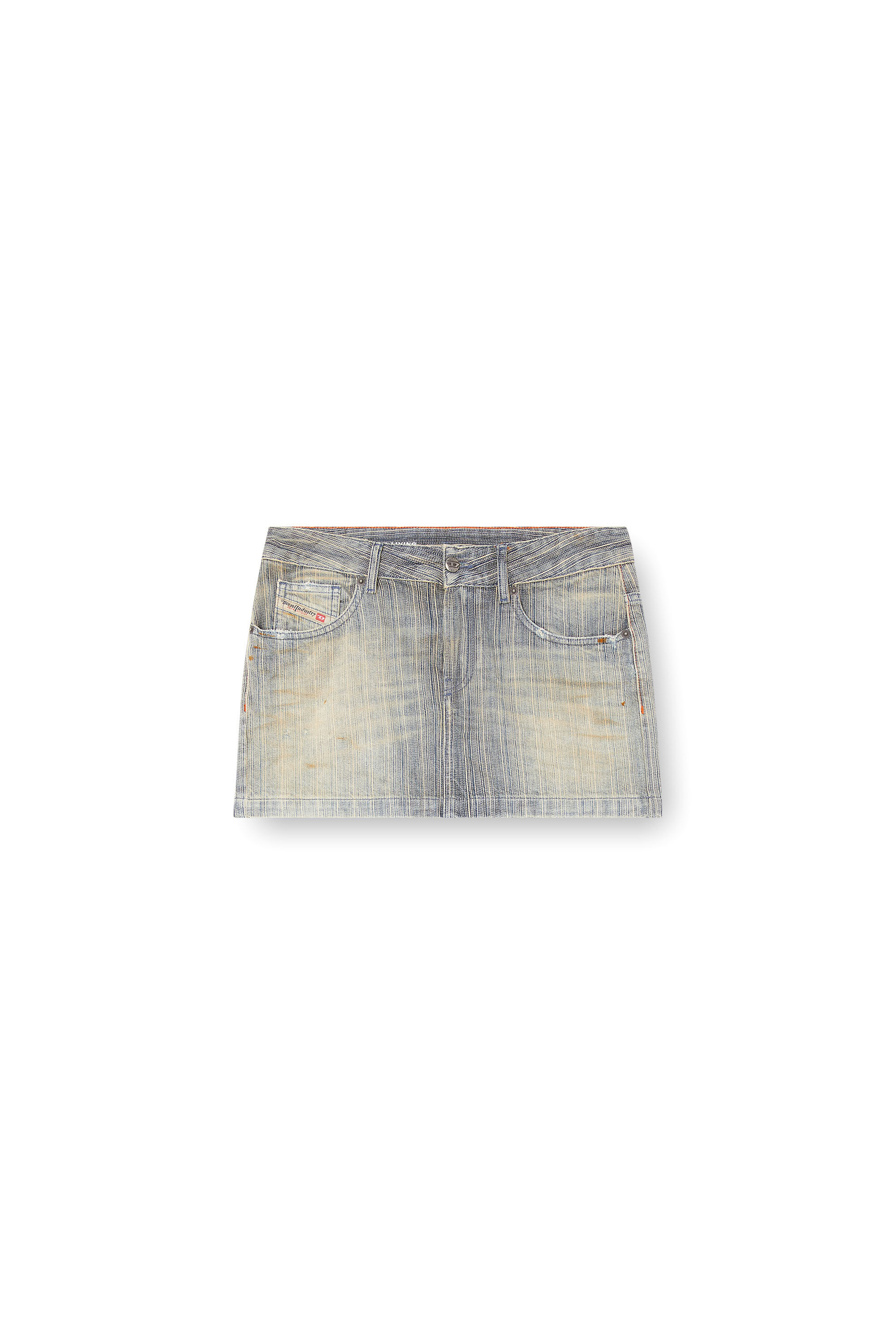 Diesel - DE-RON, Damen Minirock aus gestreiftem Indigo-Denim in Mittelblau - 2
