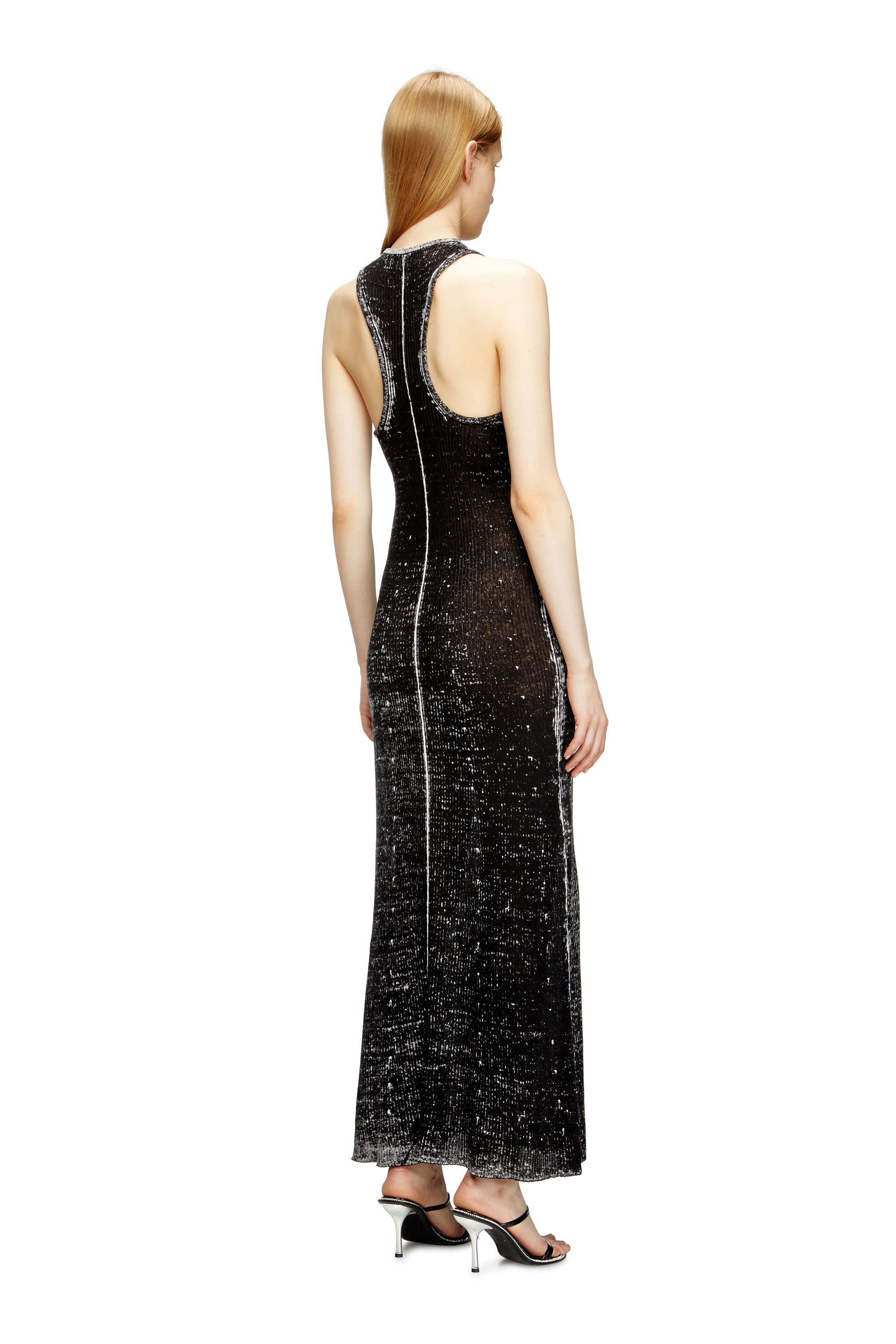 Diesel - M-RAB, Damen Gestricktes Kleid aus Leinen mit Cutout-Logo in Schwarz - 4