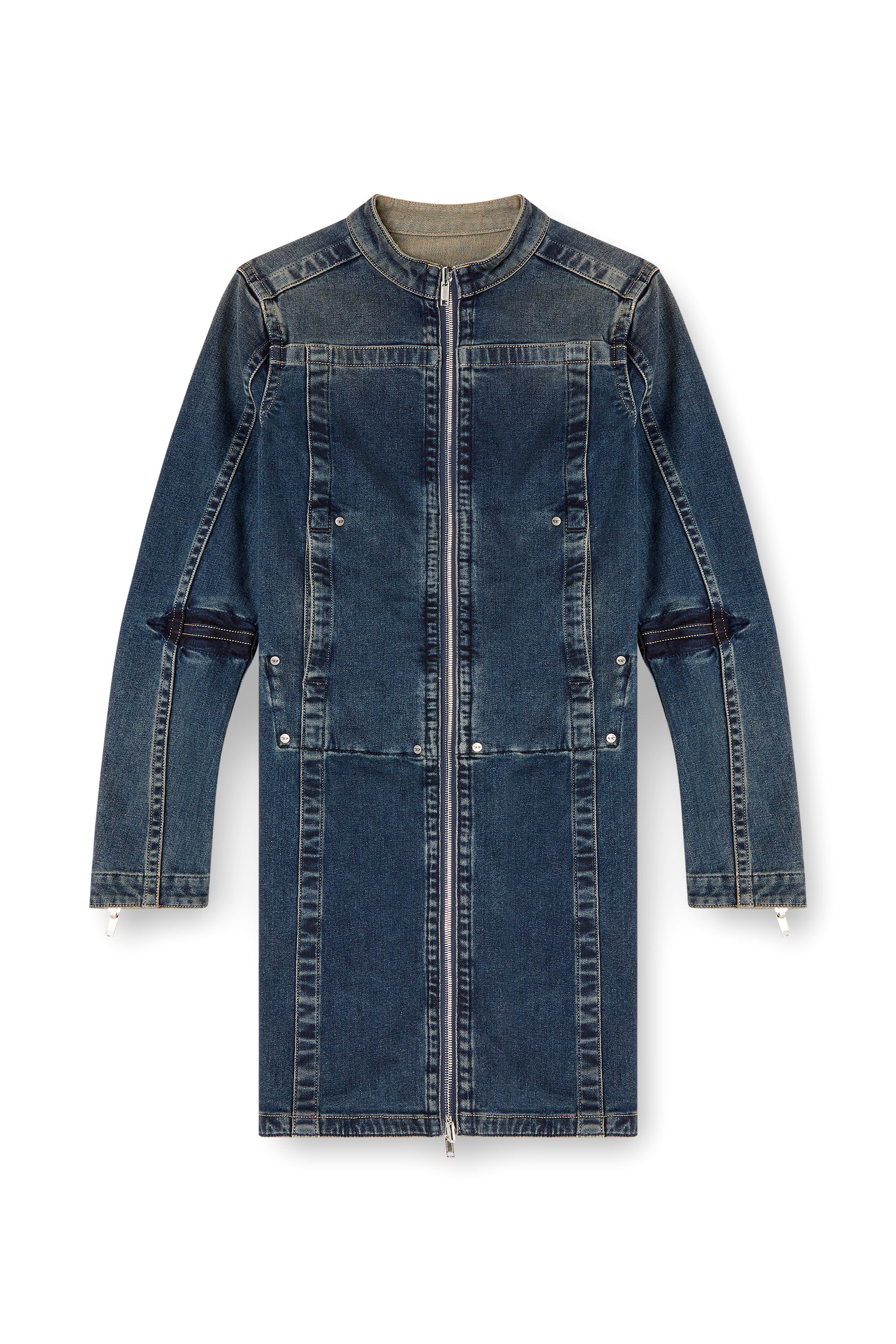 Diesel - DE-ROMI-RE, Damen Kurzes Kleid aus Rehab-Denim in Dunkelblau - 2