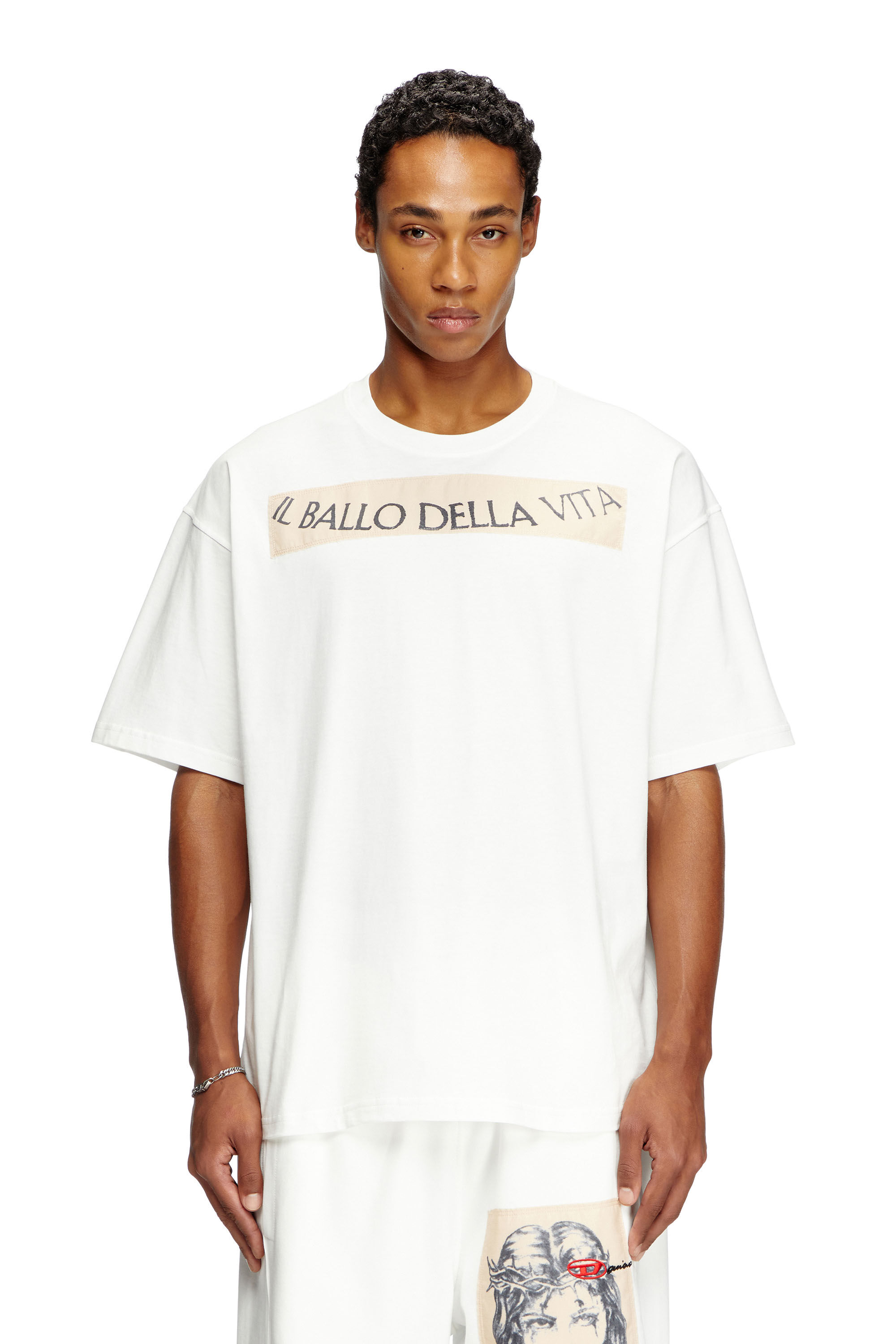 Diesel - T-BOXT-BALLO-DD, Unisex's T-shirt with tattoo patch in White - 3