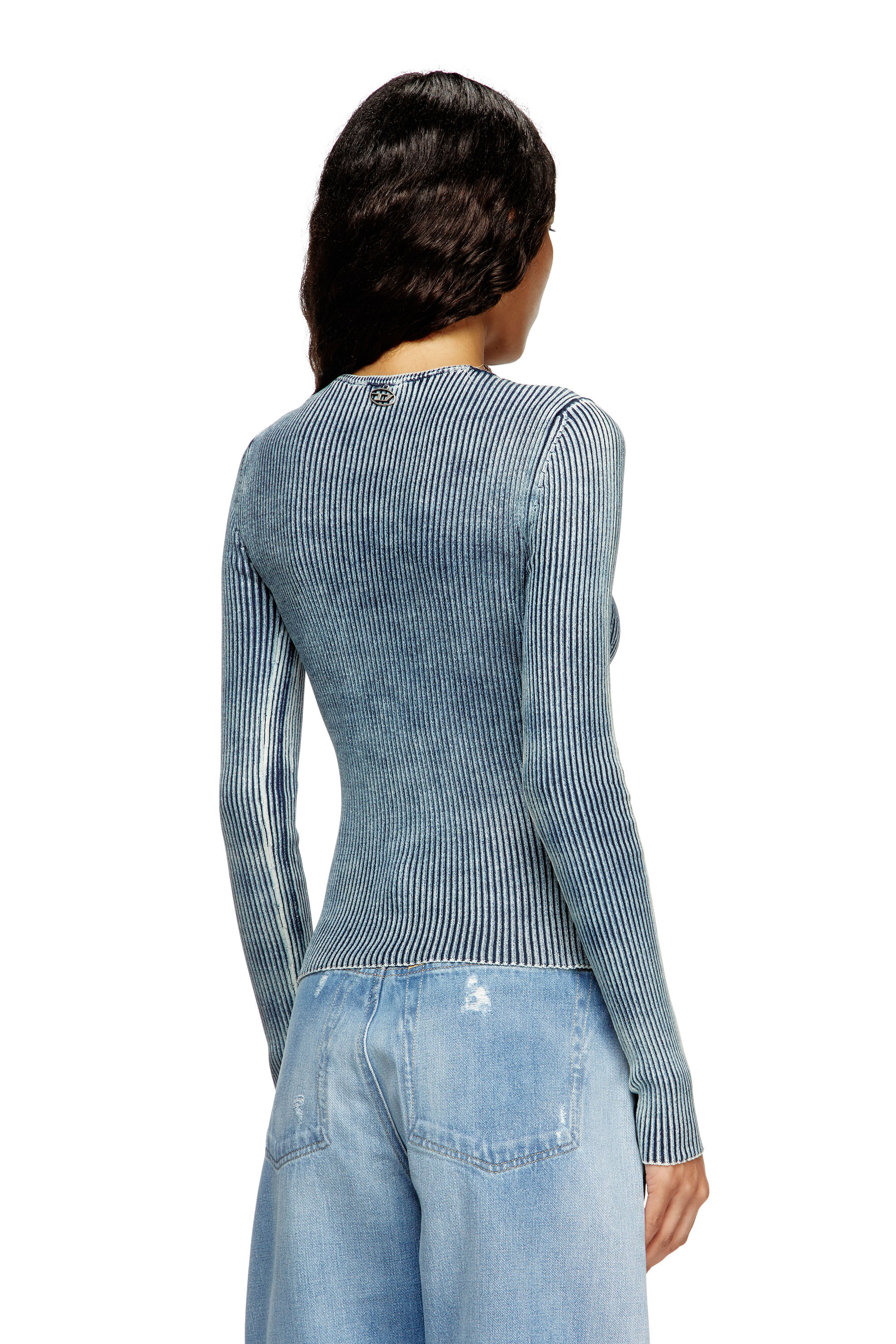 Diesel - M-MILMO, Damen Pullover aus Denim mit Glanzeffekt in Blau - 4