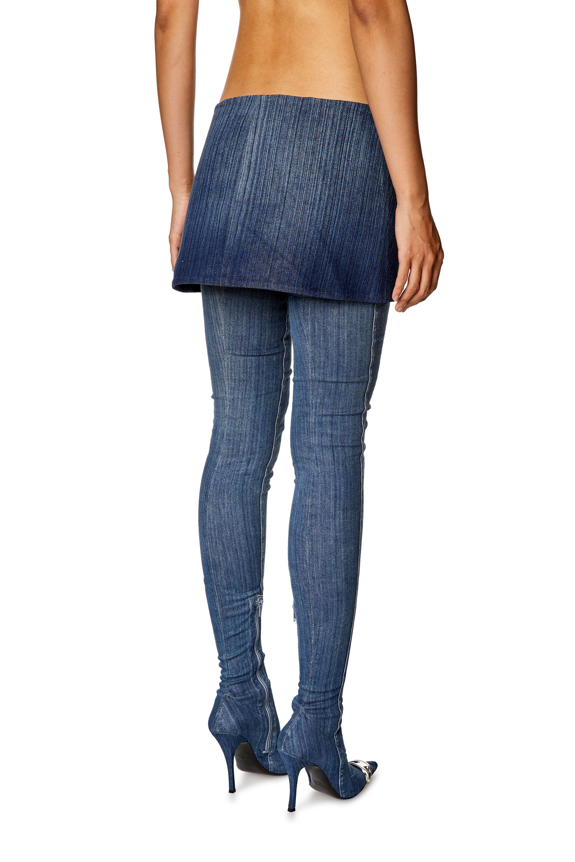 Diesel - DE-LORI-FSD, Woman Skirt-belt in streaky denim in Blue - Image 4
