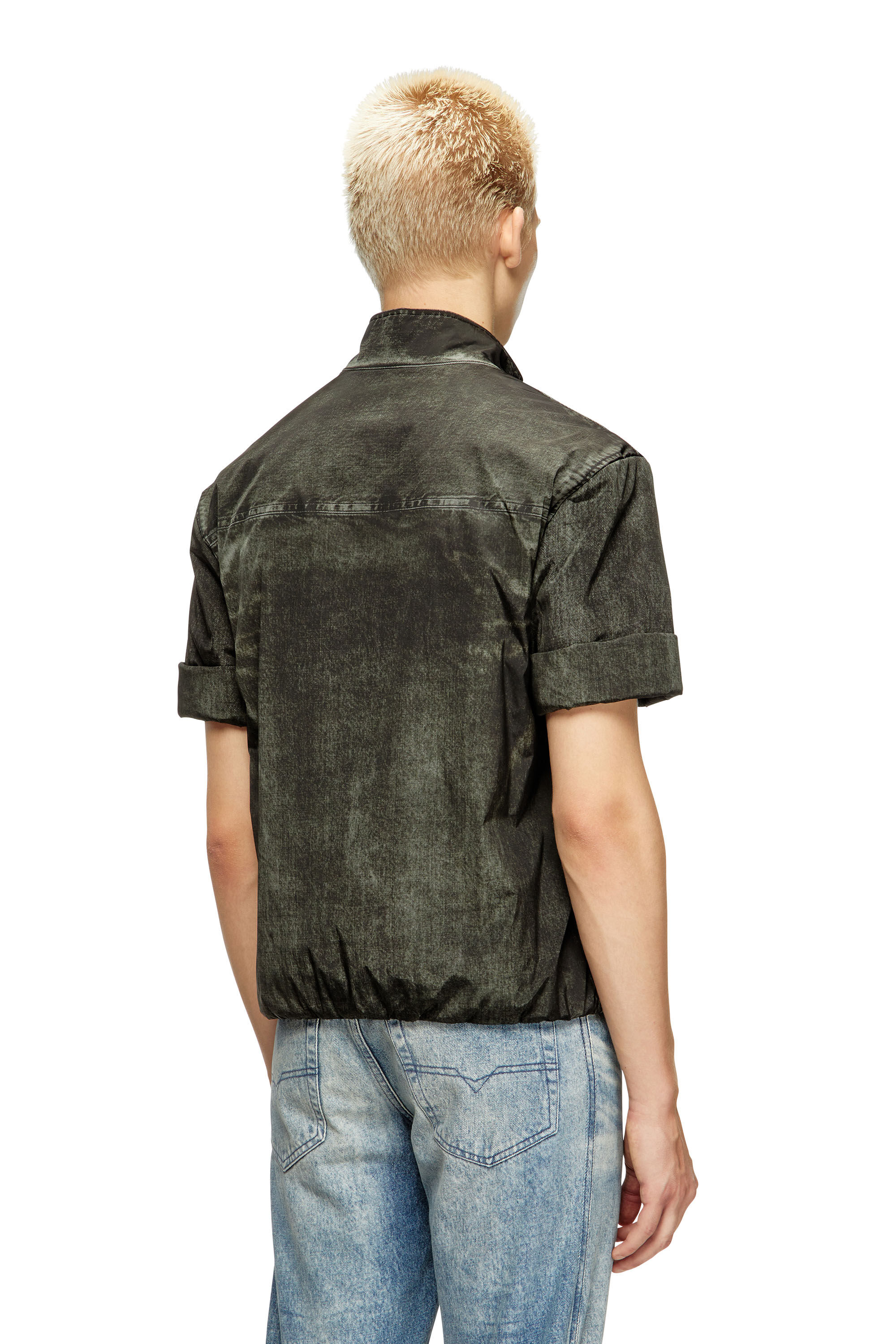 Diesel - J-VALOIS, Herren Kurzarm-Jacke aus Nylon mit Denim-Effekt in Schwarz - 4