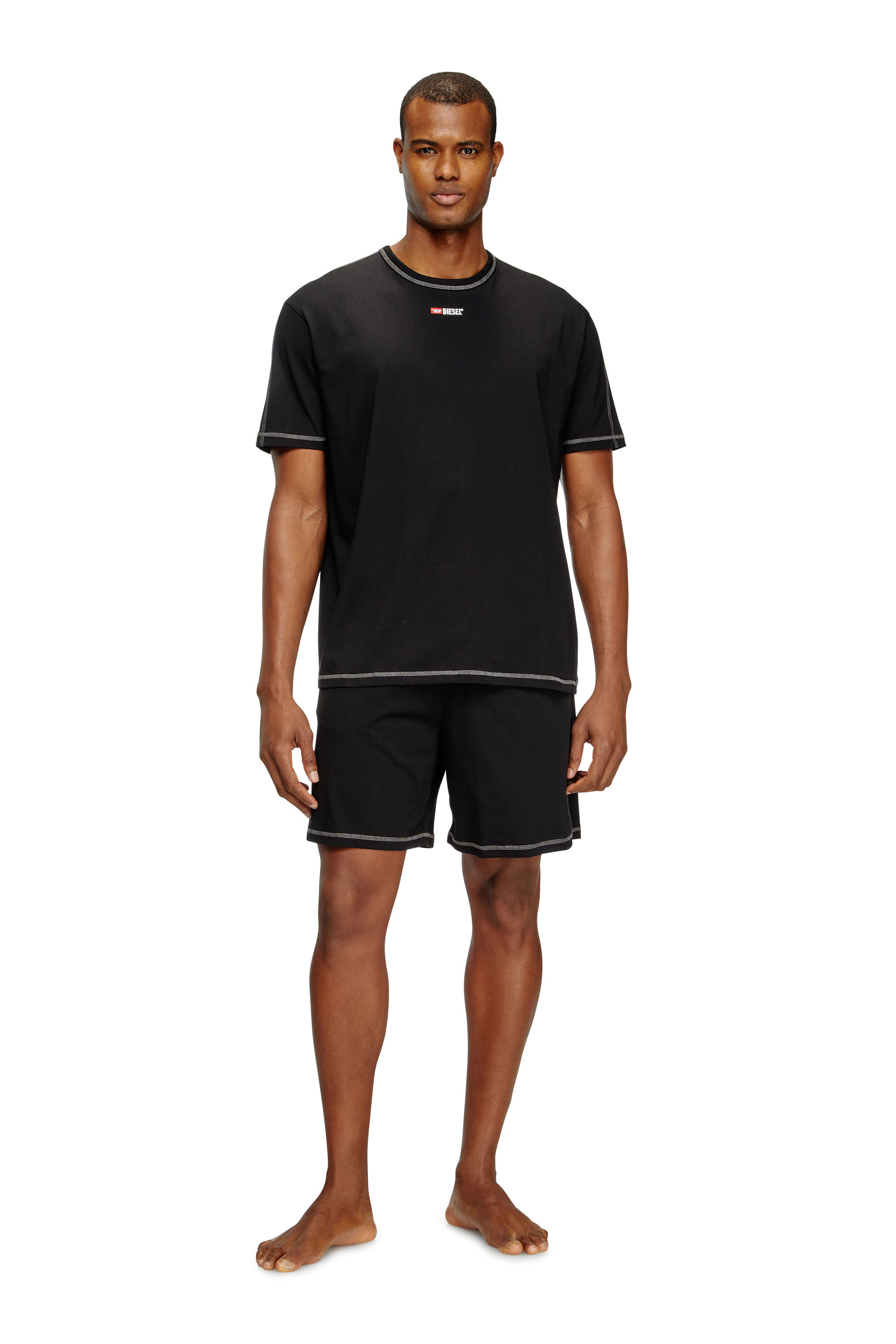 Diesel - SET-ADAM-D-CORE, Herren Kurze Pyjamas aus Baumwolljersey in Schwarz - 1
