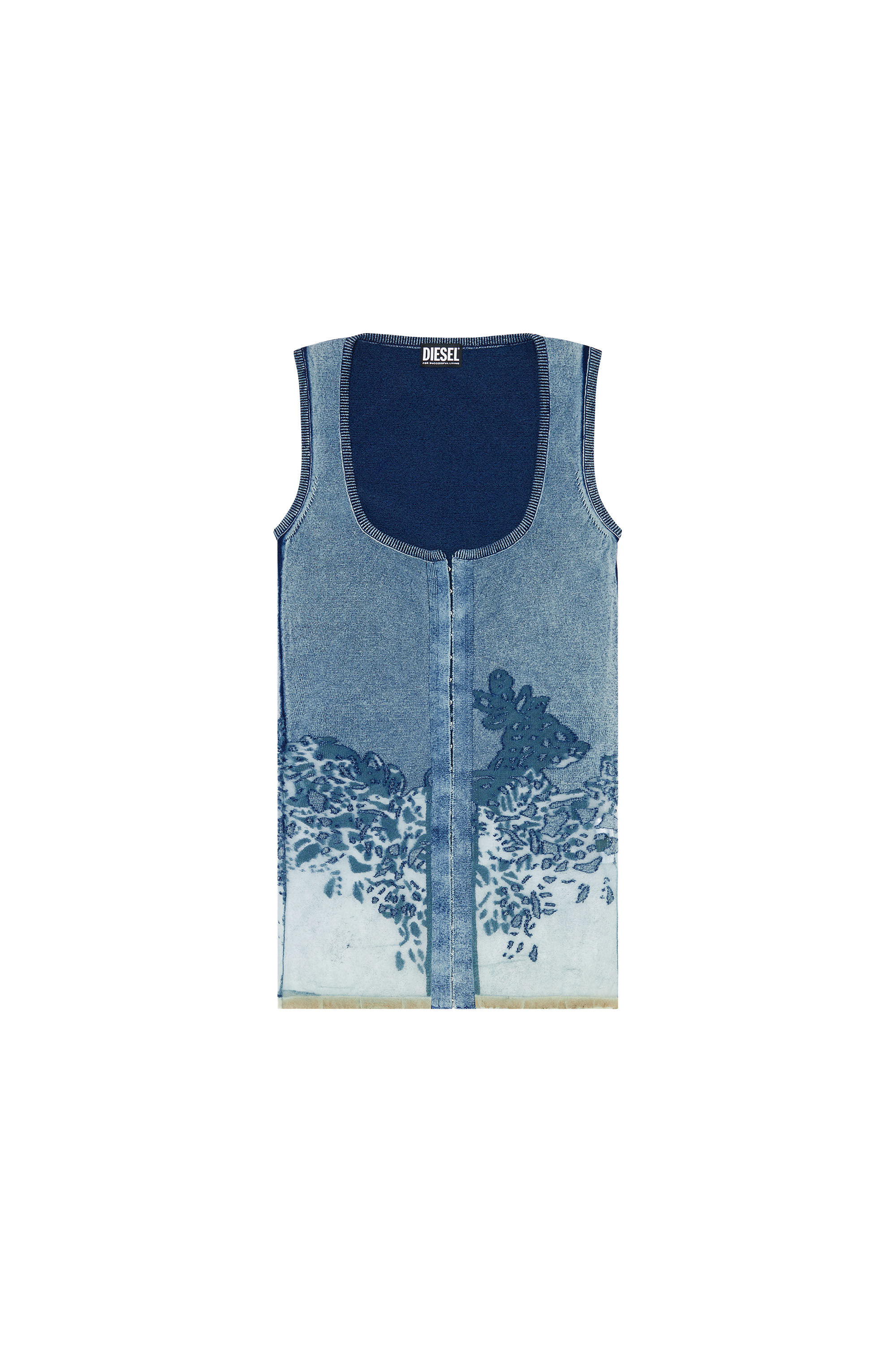 Diesel - M-ANDIA, Damen Ärmelloser Cardigan mit Ausbrenner-Muster in Blau - 2