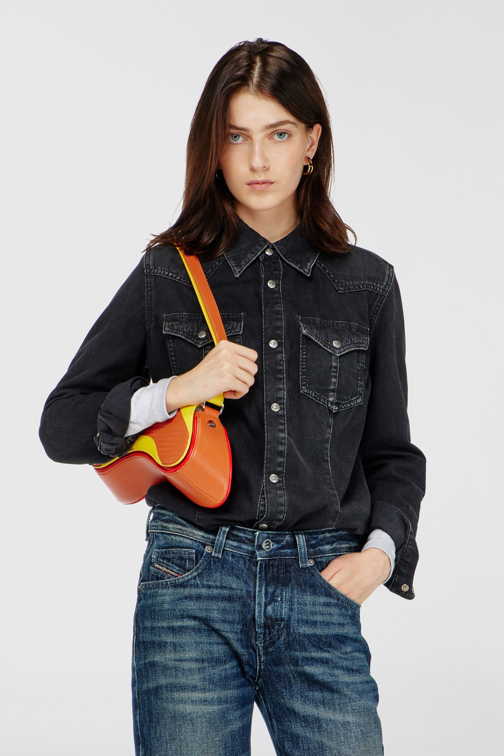 Diesel - DE-WAVES, Damen Western-Hemd aus behandeltem Denim in Schwarz - 3