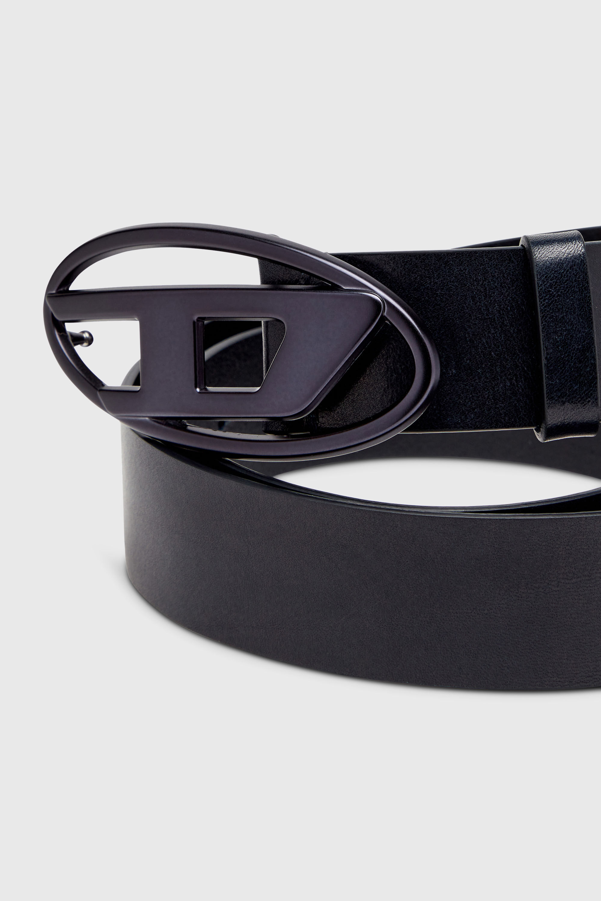 Diesel - B-1DR, Unisex 3.9cm G&uuml;rtel aus Leder mit Metallic-Oval D-Schnalle in Dunkelblau - 3