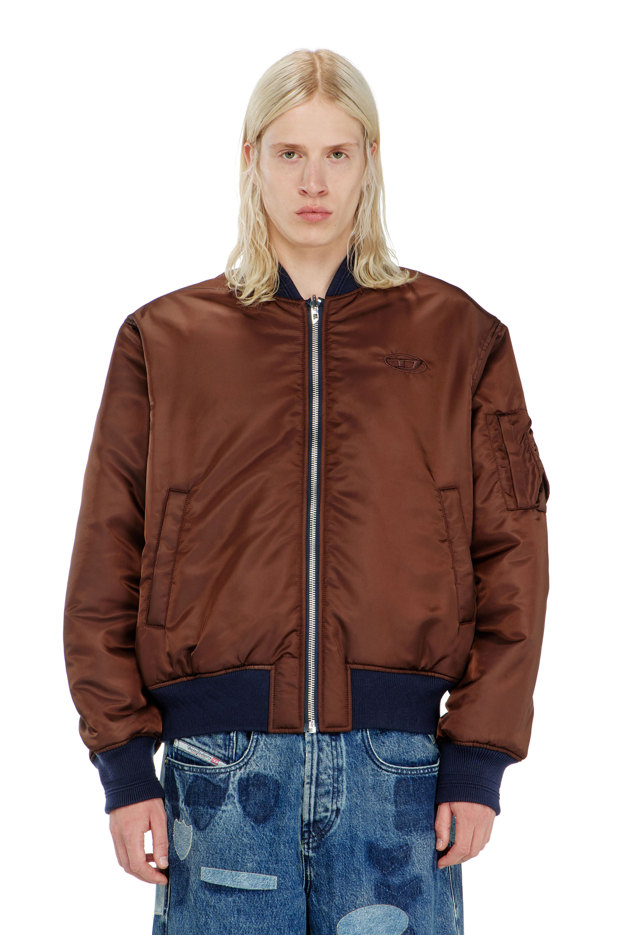 Diesel - W-TYPE-D1, Herren Gesteppte Bomberjacke mit Oval-D-Stickerei in Marineblau - 7