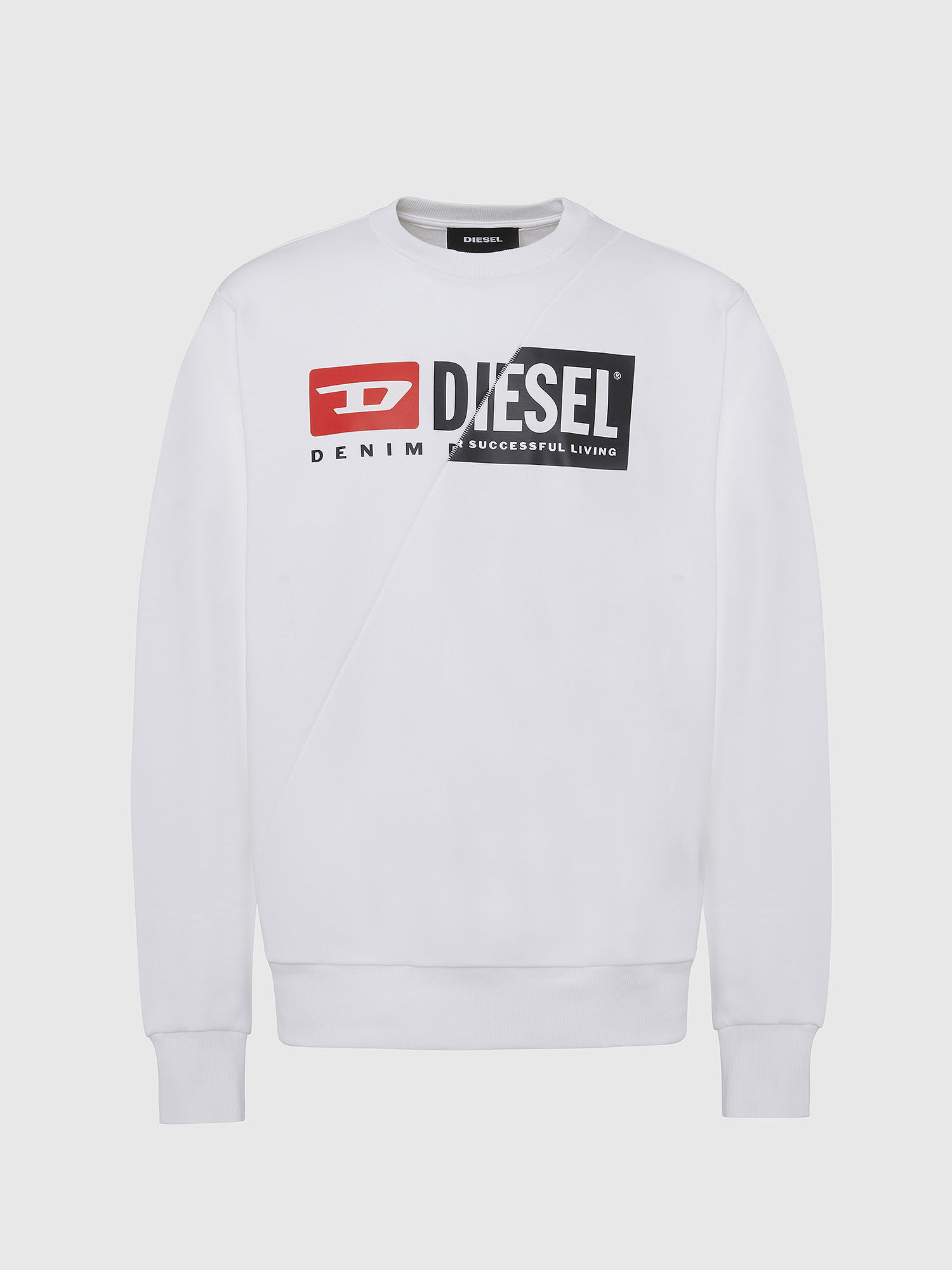 Diesel - S-GIRK-CUTY, Herren Sweatshirt mit kombinierten Logos in Weiß - 2