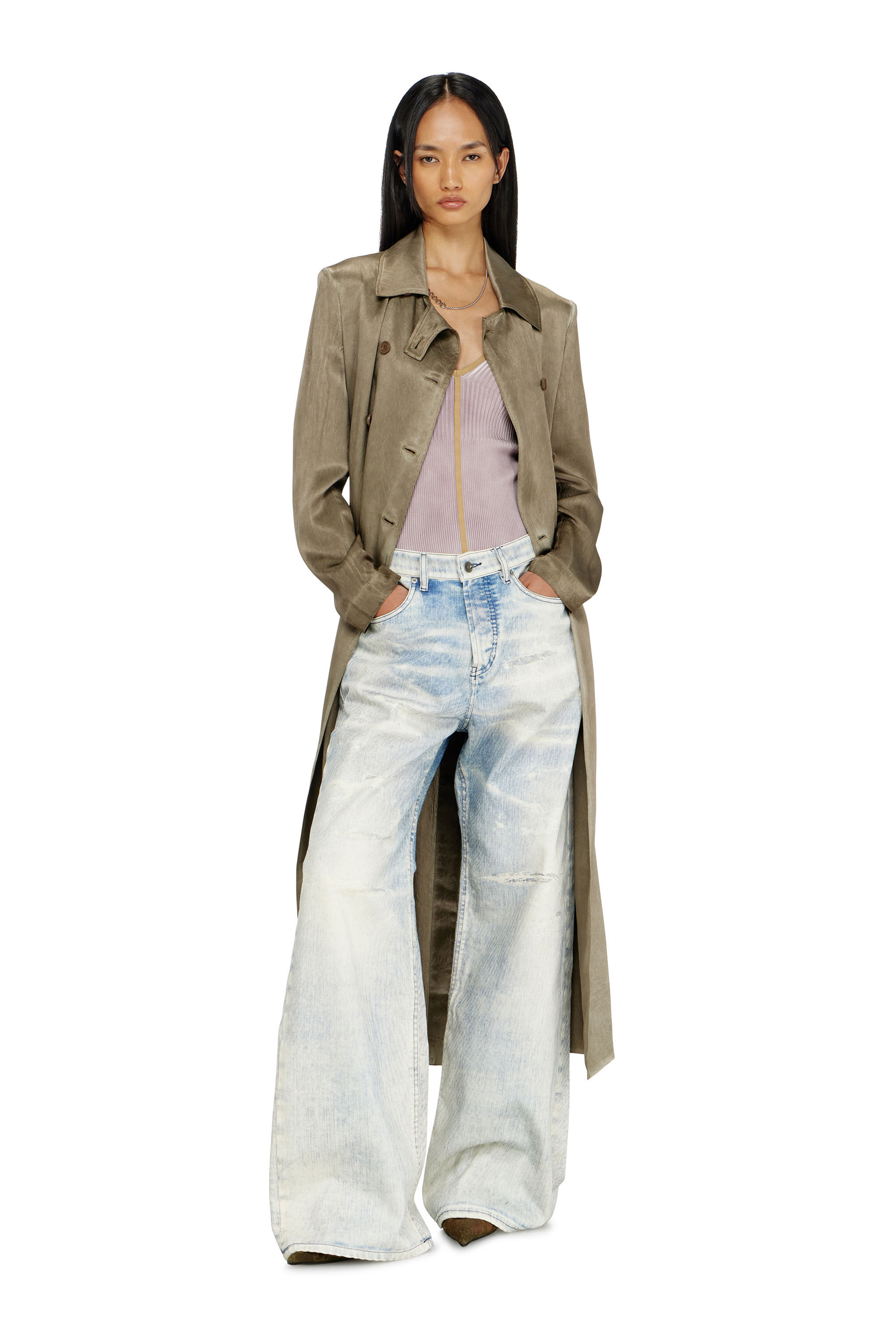 Diesel - G-LADES, Damen Trenchcoat aus geknittertem Satin in null - 3