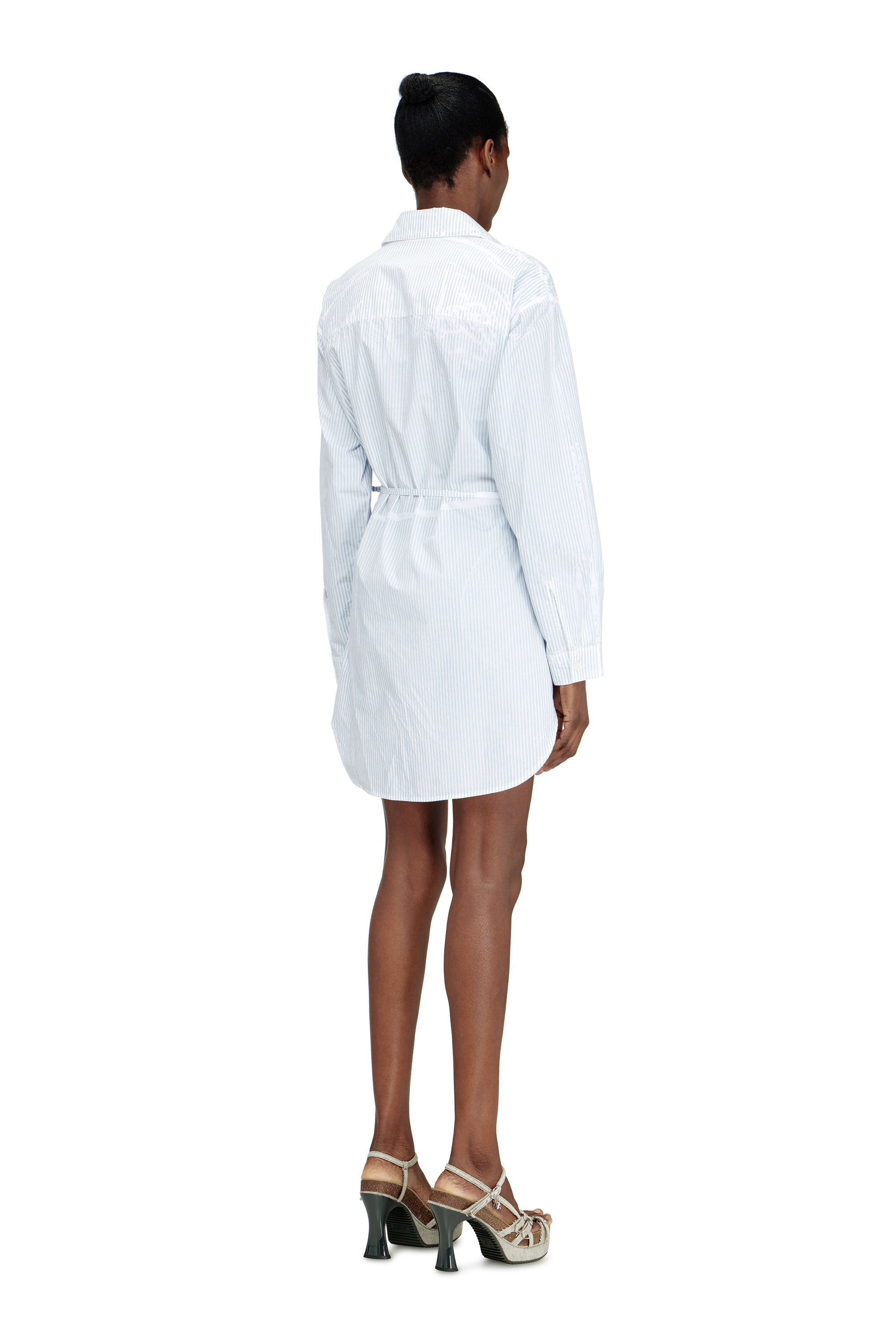 Diesel - D-DELPHOS-S2, Damen Popeline-Wickel-Minikleid mit Nadelstreifen in Hellblau - 4