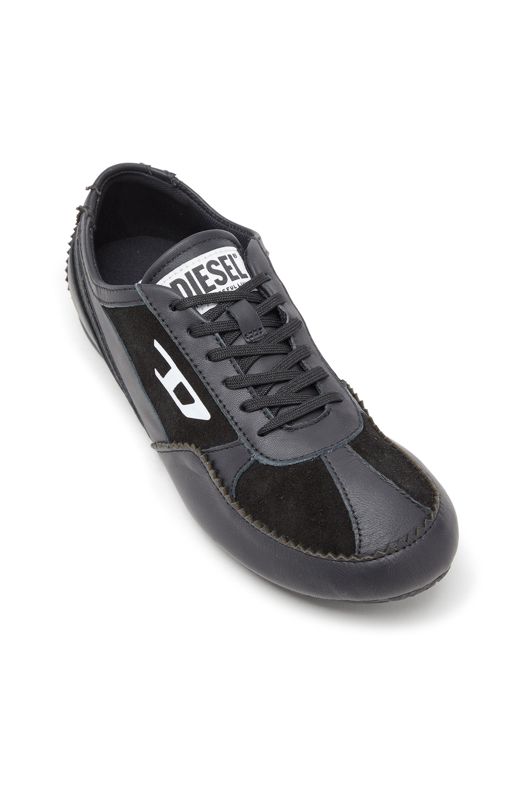 Diesel - D-MILE LOW W, Damen D-Mile-Flat-Sneaker aus Leder und Veloursleder in Schwarz - 6