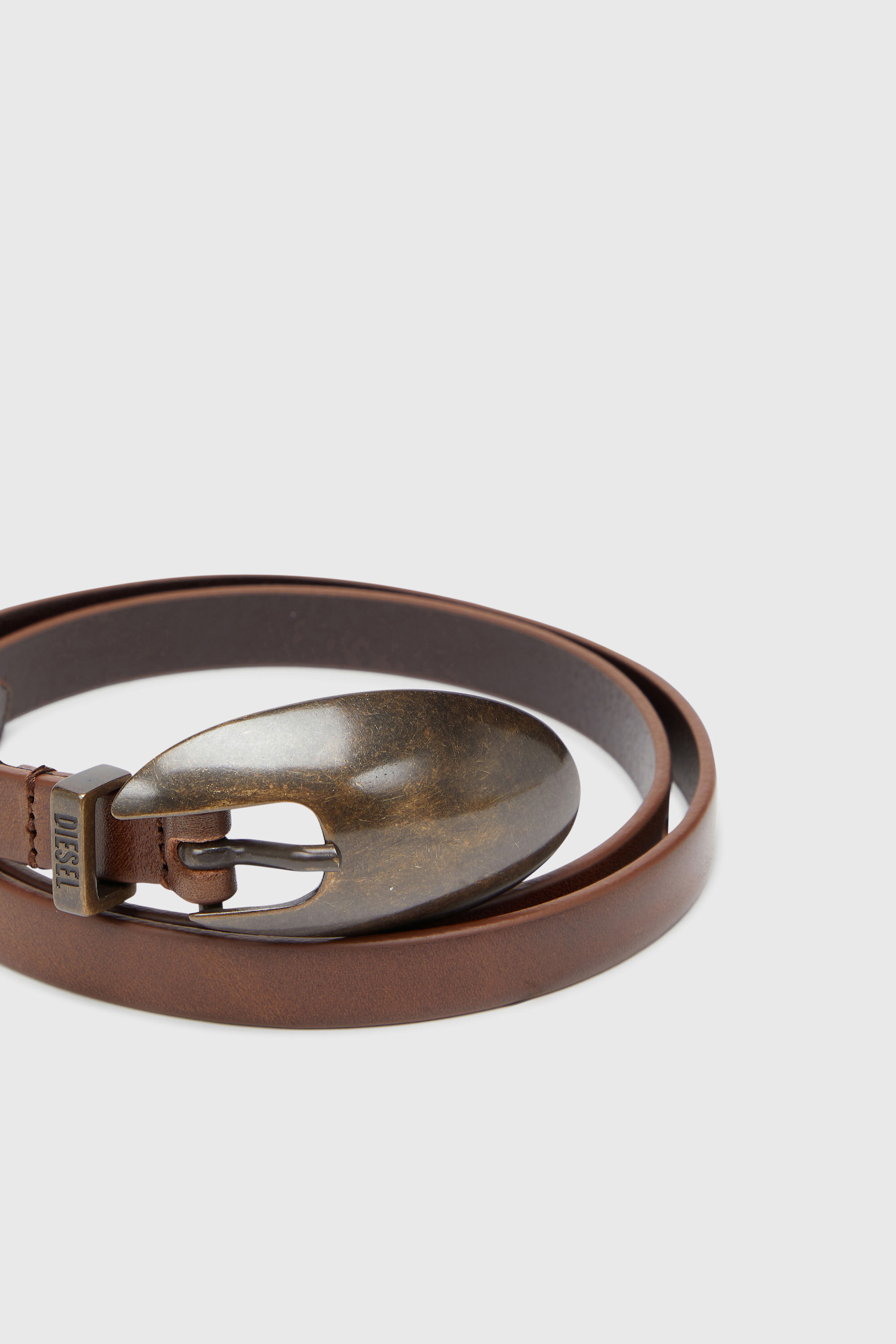 Diesel - B-ROP 15, Damen 1,5 cm schmaler G&uuml;rtel aus Leder in Braun - 3
