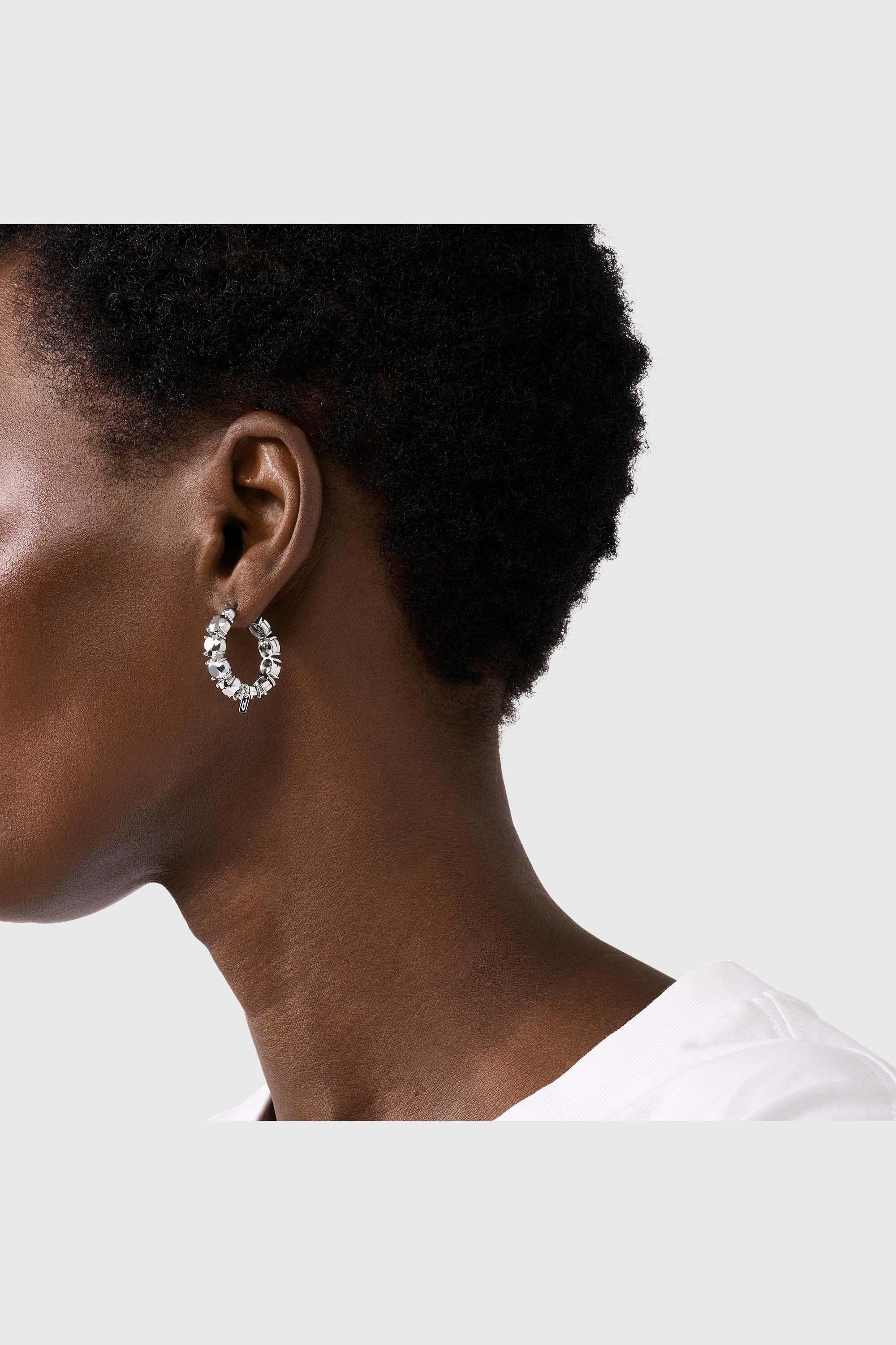 Diesel - DL1357040 STERLING SILVER JEWEL, Unisex's Sterling Silver Hoop Earring in Silver - 4