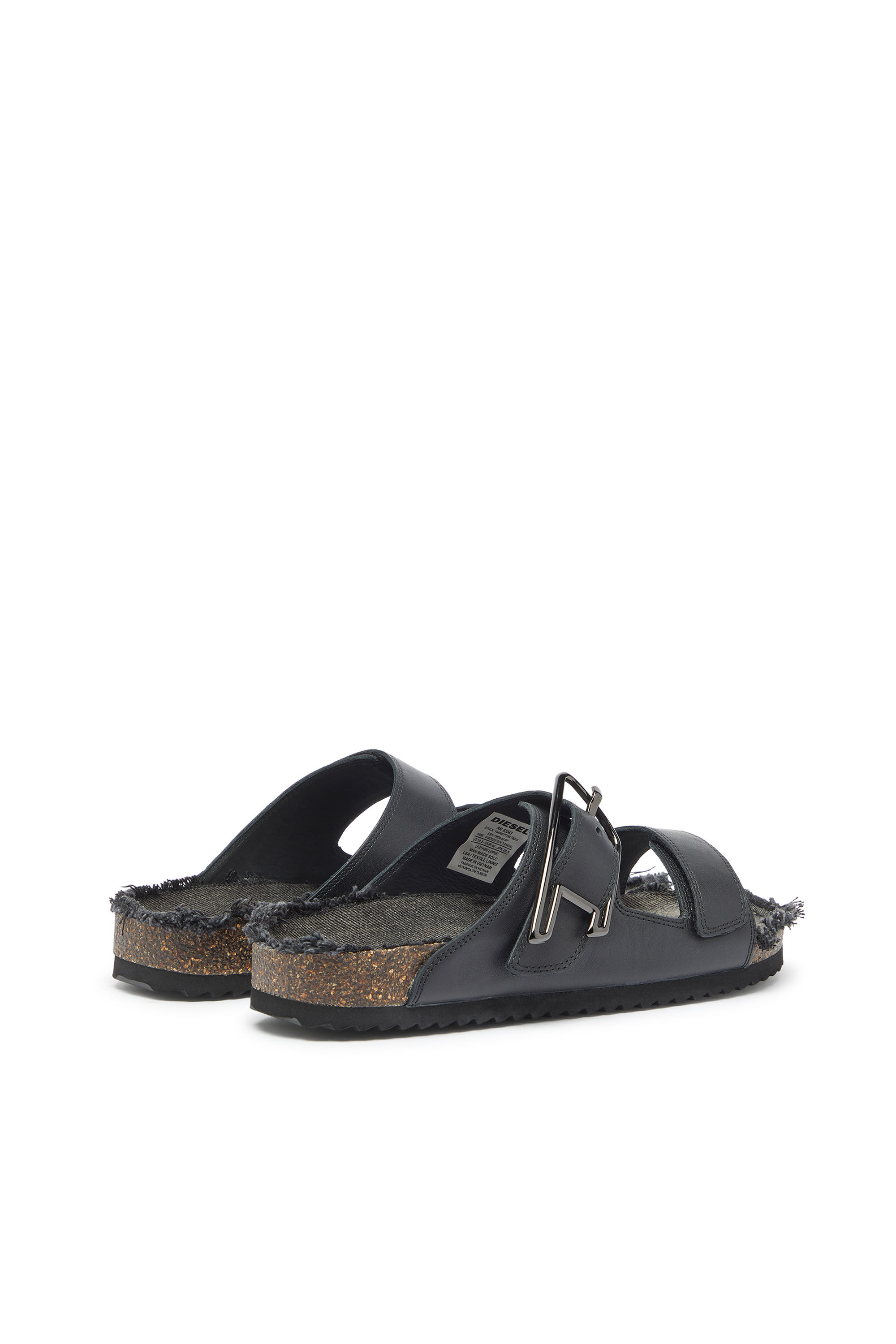 Diesel - D-WOODSTOCK D SANDAL, Herren D-Woodstock - Lederriemen mit Korkfu&szlig;bett in Schwarz - 3