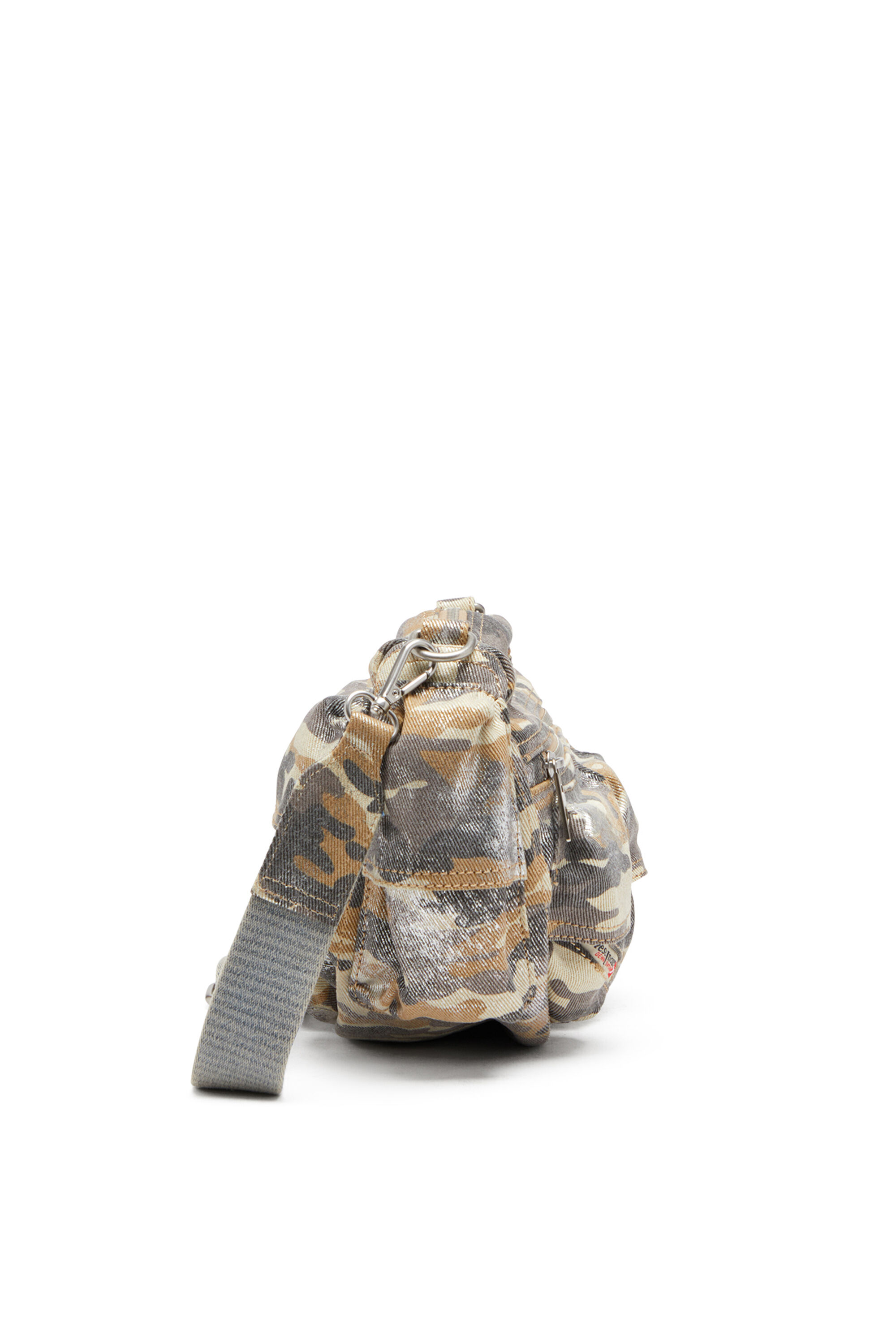 Diesel - MULTI-PKTS SHOULDER BAG X, Damen Multi-Pkts-Tasche mit mehreren Fächern aus Metallic-Como-Twill in Bunt/Braun - 4