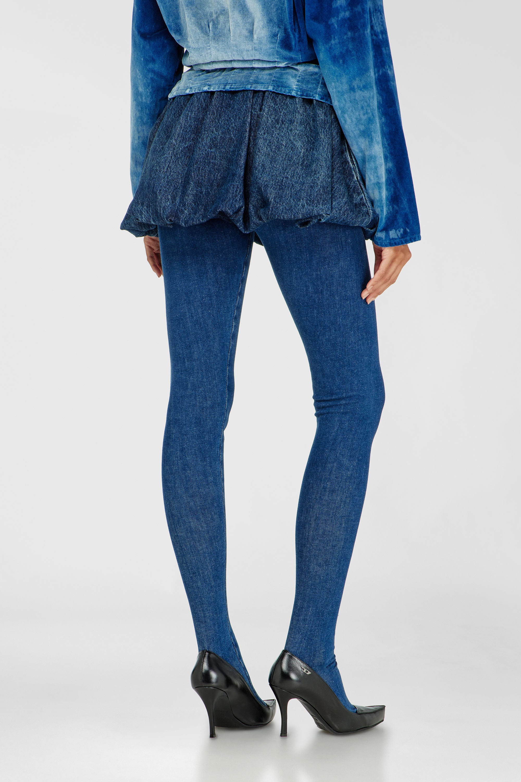 Diesel - DE-MUJ-FSJ2, Damen Kurzer Bubble-Rock aus Denim in Dunkelblau - 4