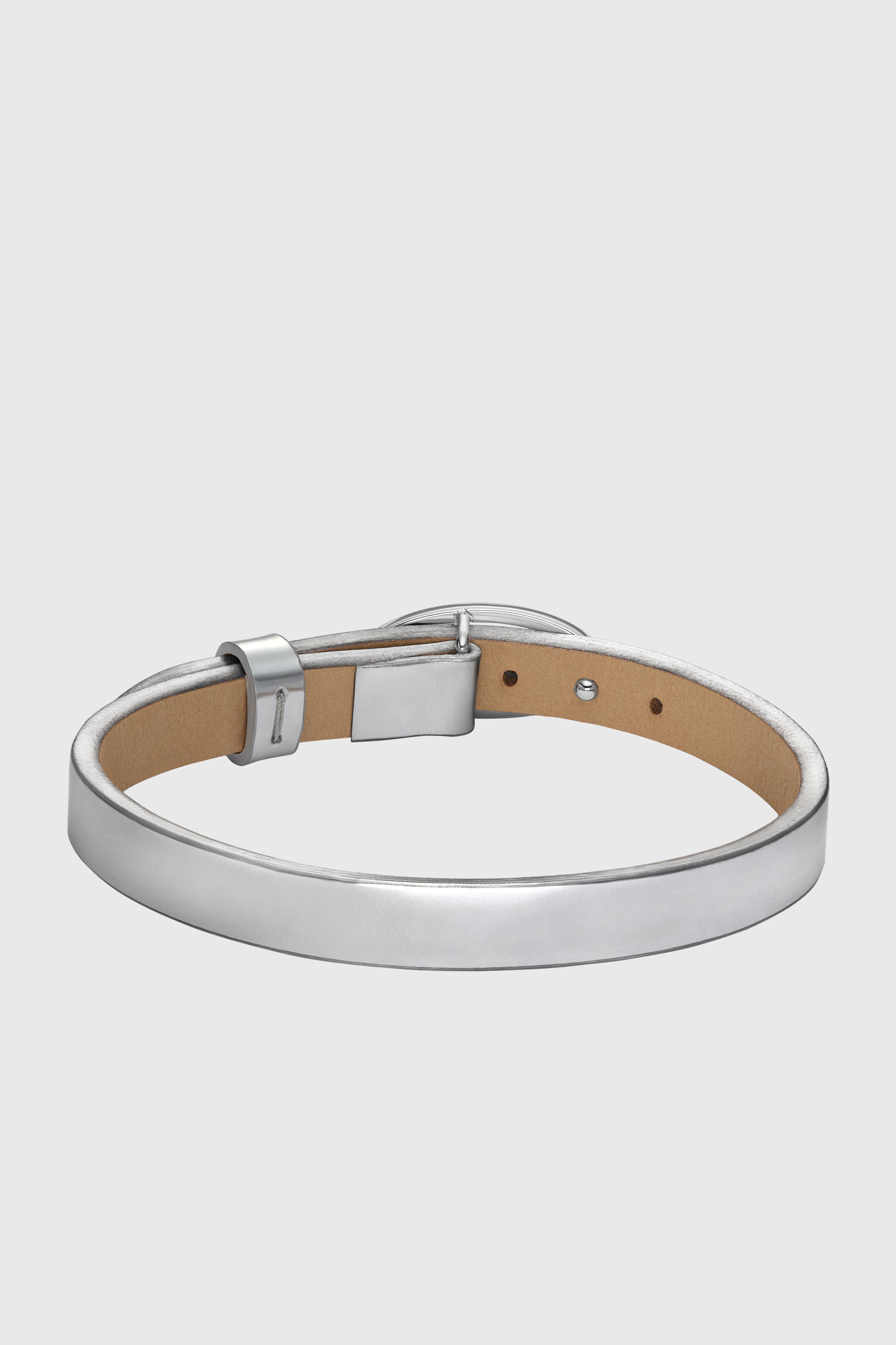 Diesel - DX1518040, Unisex Stapelarmband aus silbernem Leder in Silber - 2