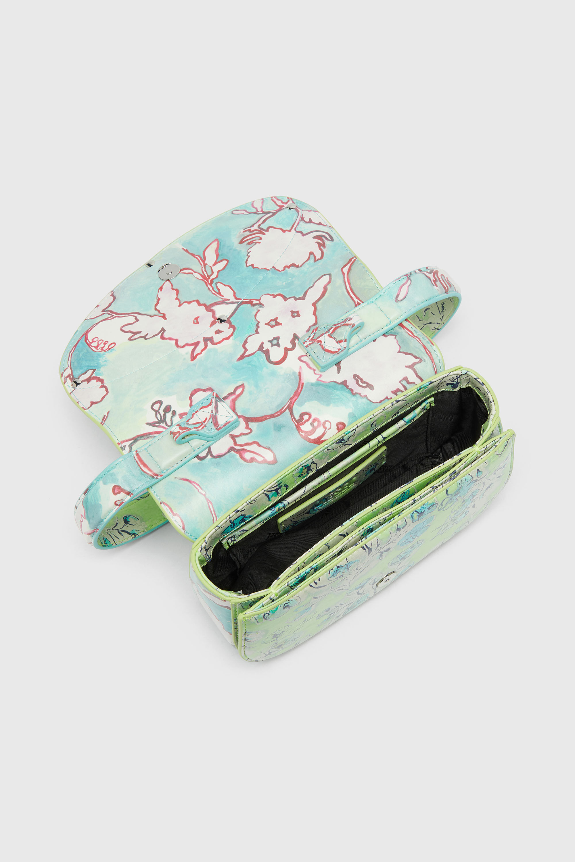 Diesel - 1DR, Damen 1DR-Ikonische Schultertasche mit Blumenmuster in Gr&uuml;n - 3