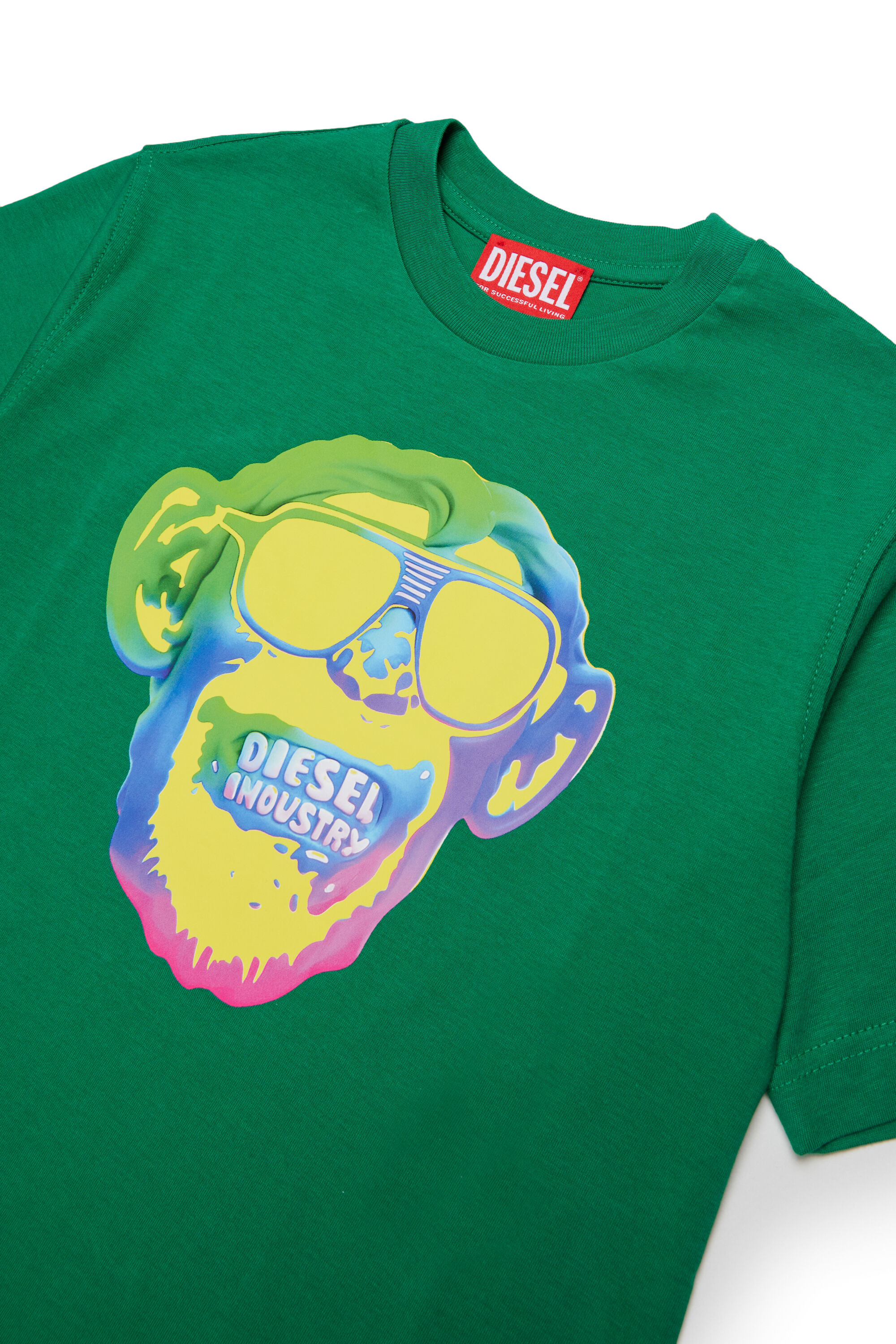 Diesel - TMONKEY OVER, Herren T-Shirt mit Affen-Print in Gr&uuml;n - 3