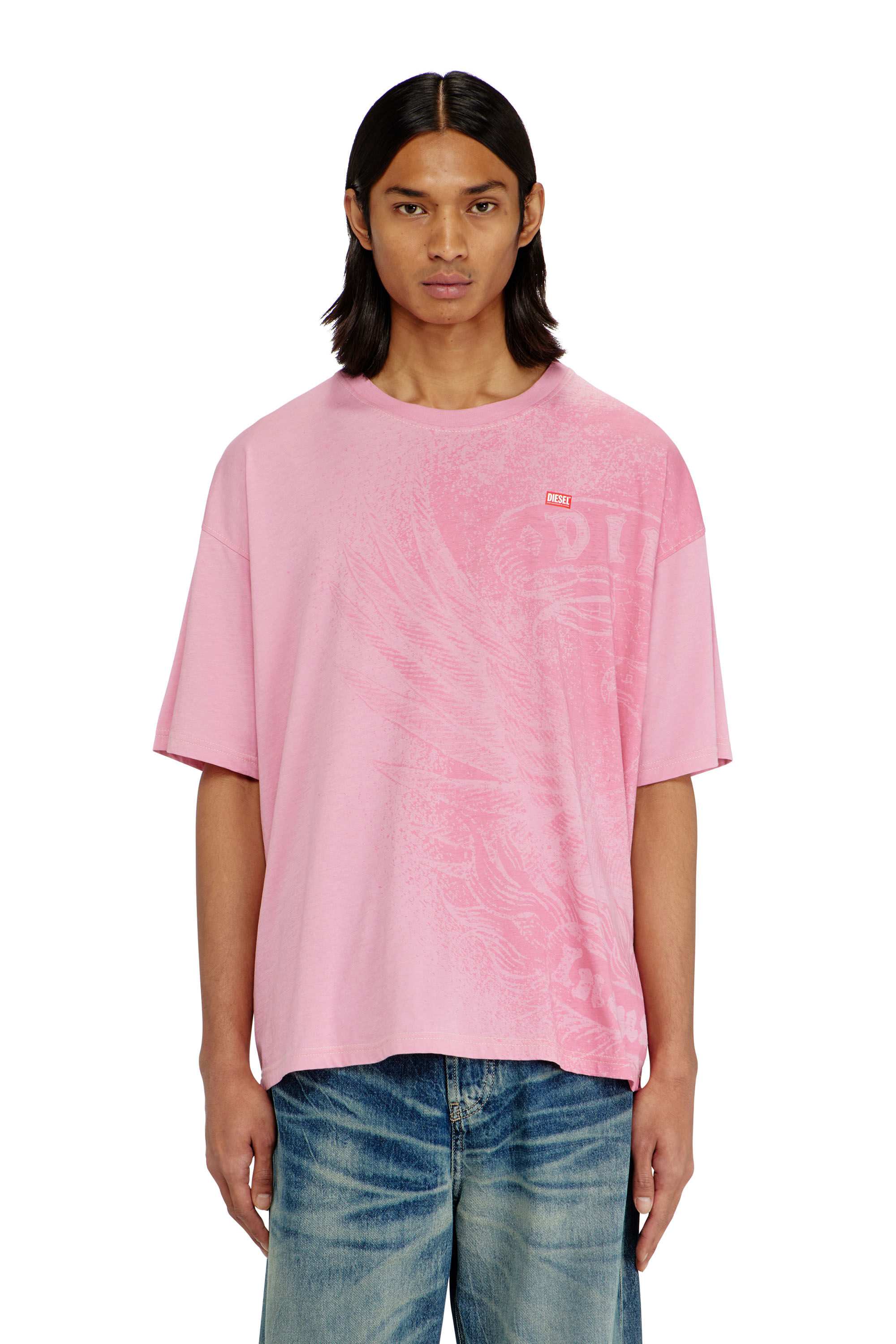 Diesel - T-BOXT-AA3, Herren Locker geschnittenes T-Shirt mit Pigmentdruck in Rosa - 3