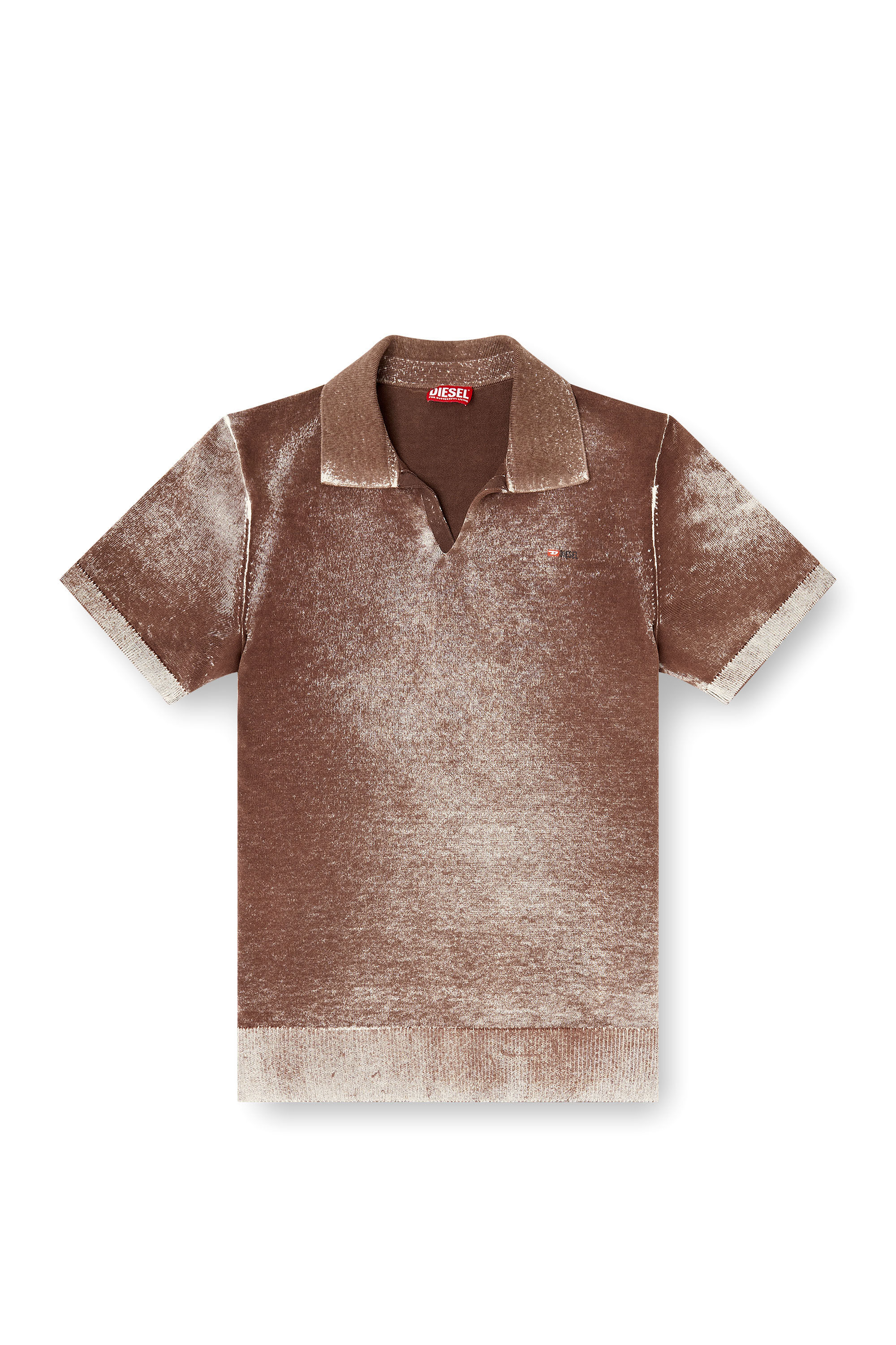 Diesel - K-LAWRIE, Herren Poloshirt aus Strick mit verwaschenem Umkehrdruck in Braun - 2