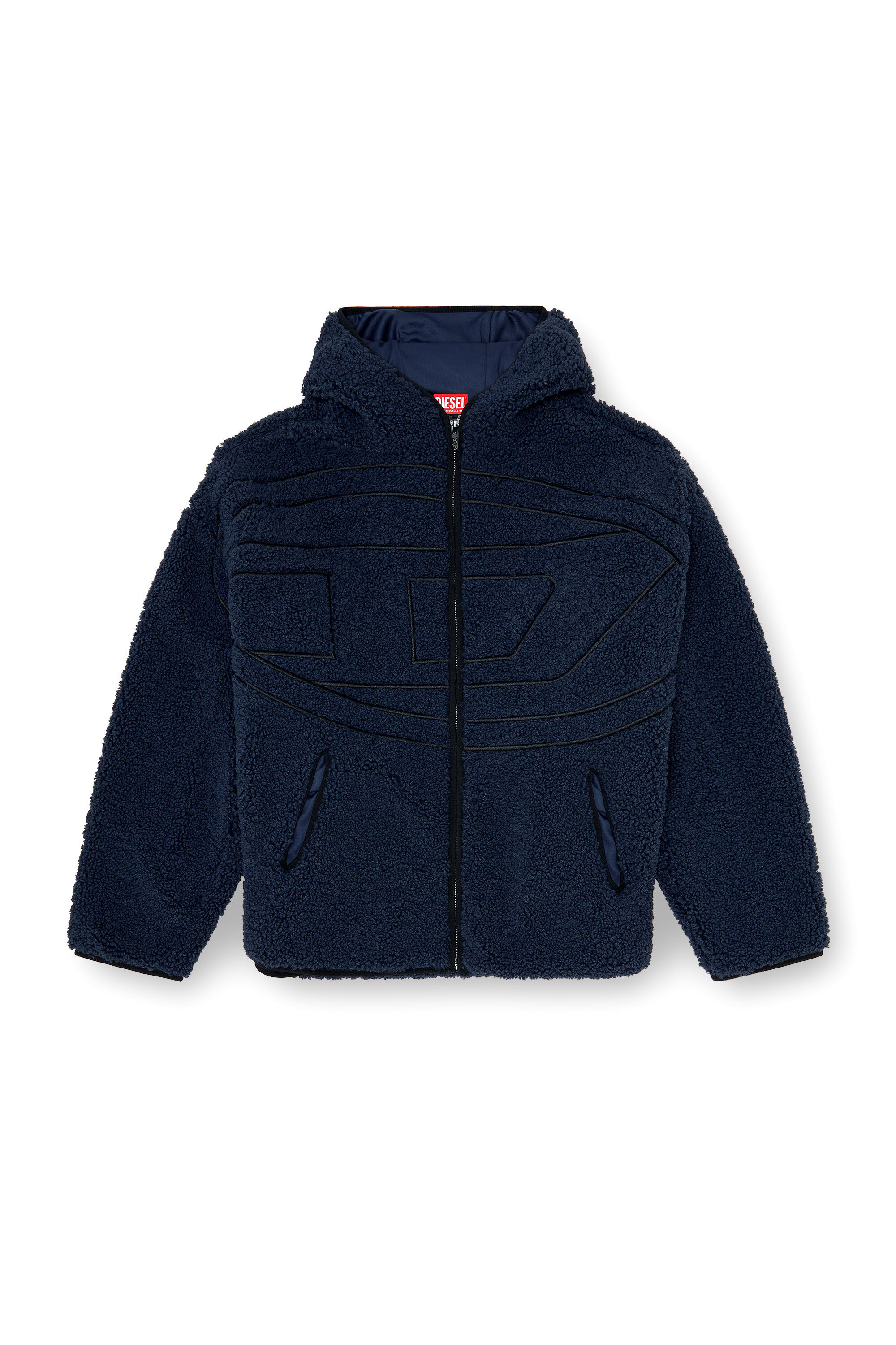 Diesel - S-ZAT, Herren Teddy-Kapuzenpullover in Dunkelblau - 2